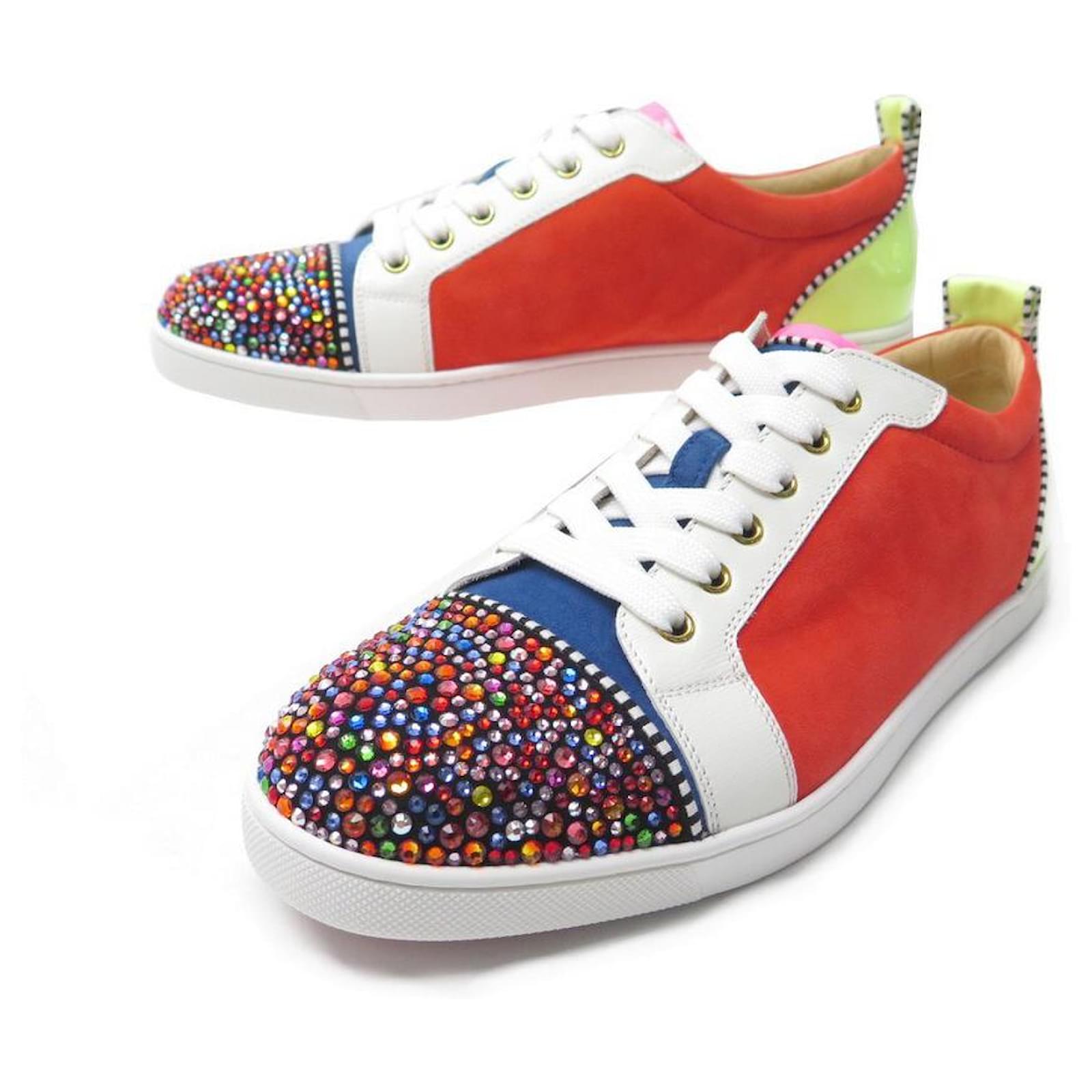 Christian Louboutin Multicolor Patent And Leather Lou Spikes Orlato Sneakers  Size 42.5 Christian Louboutin