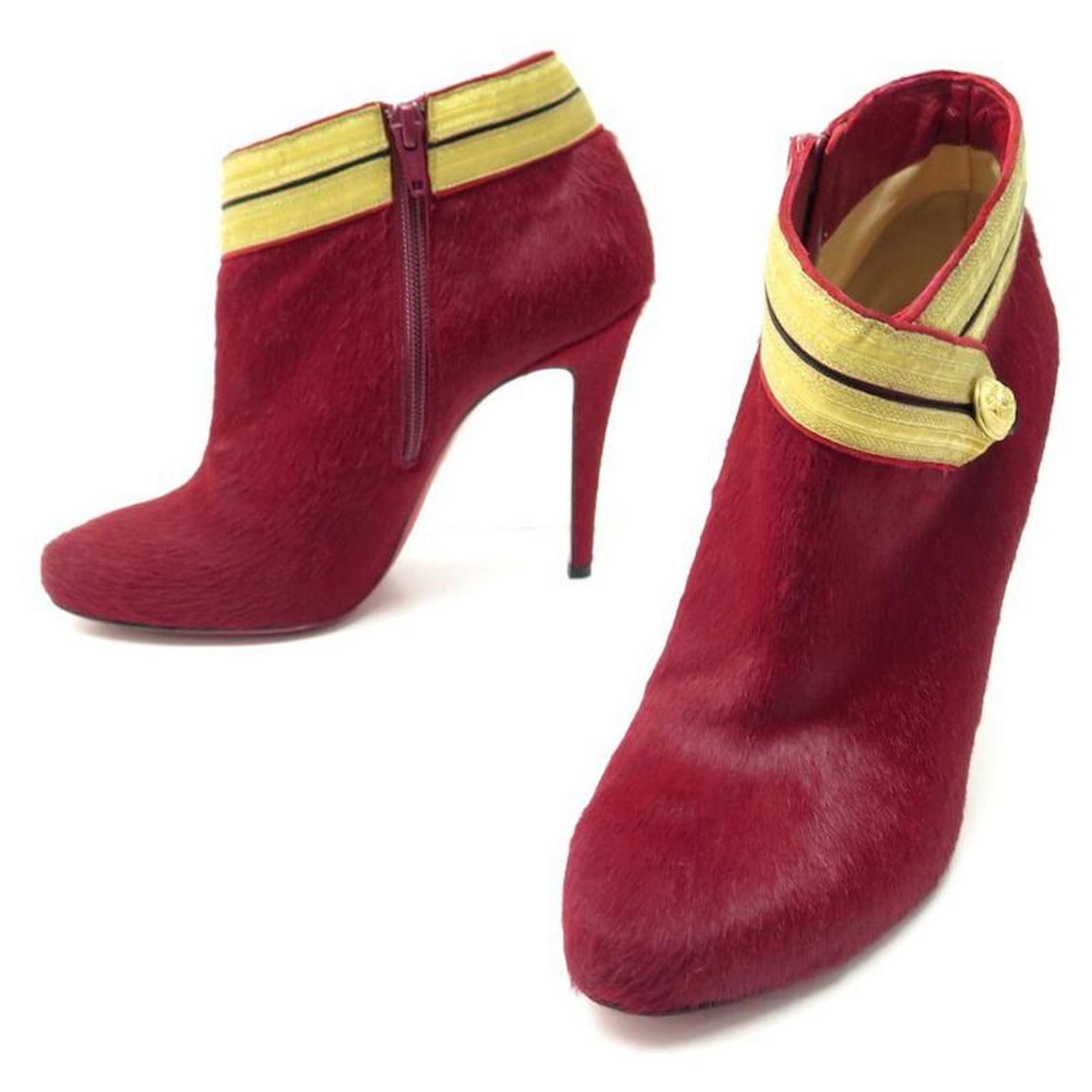 NEW CHRISTIAN LOUBOUTIN SHOES MARYCHAL BOOTS 40 FOAL NEW SHOES Red  Pony-style calfskin ref.566390 - Joli Closet