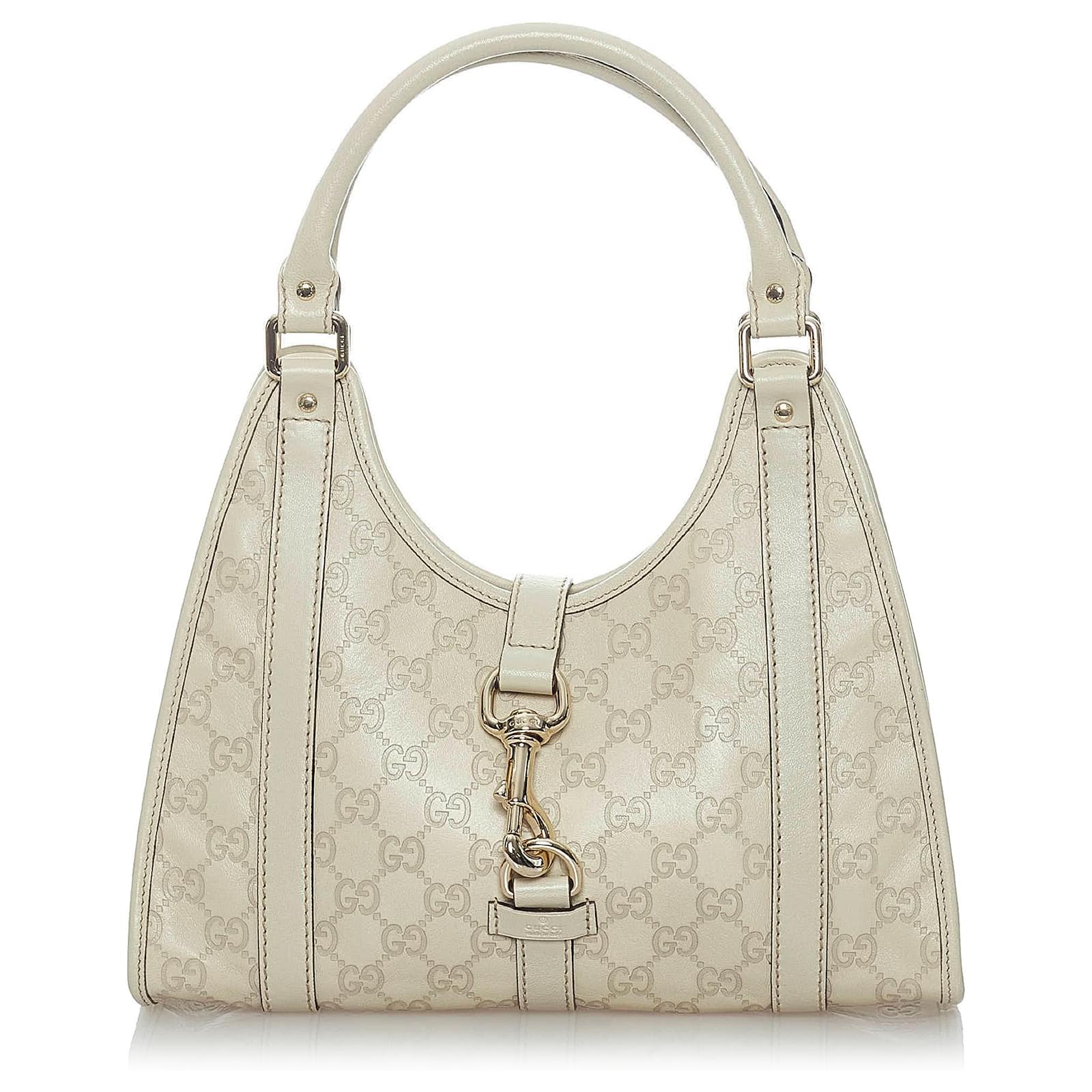 Gucci bianco Guccissima borsa a mano Jackie Bardot Crudo Pelle Vitello