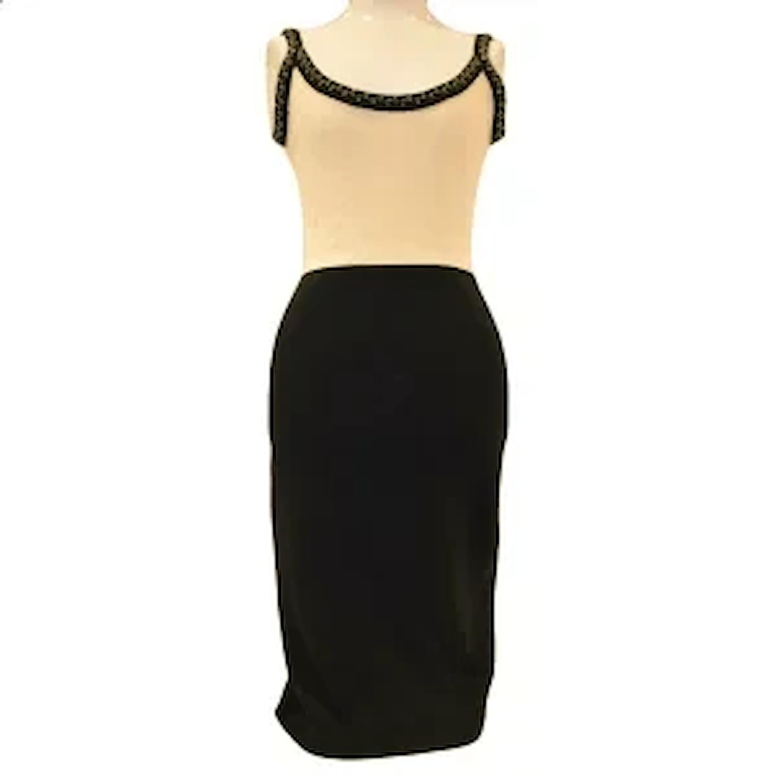 Chanel Dresses Black Beige Cashmere ref.566919 - Joli Closet