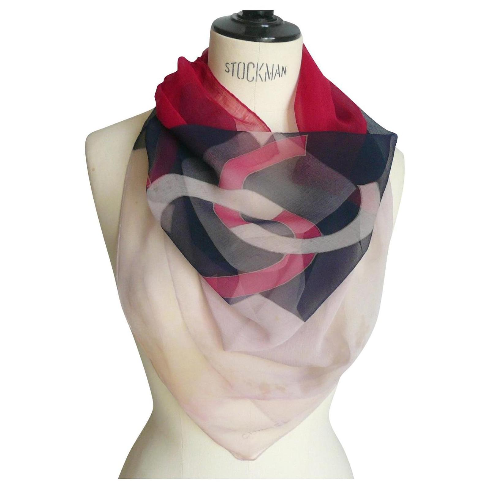CHANEL Multicolor silk chiffon scarf GOOD CONDITION 1 Multiple