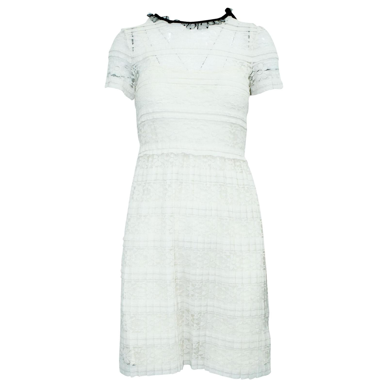 Red Valentino Ivory Lace Dress White Cream Polyester ref.567712 -