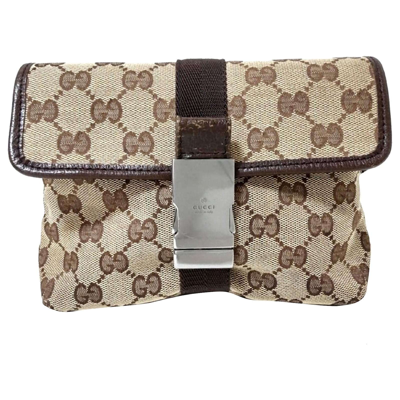 Gucci Brown GG Canvas Belt Bag Beige Dark brown Leather Cloth Pony ...