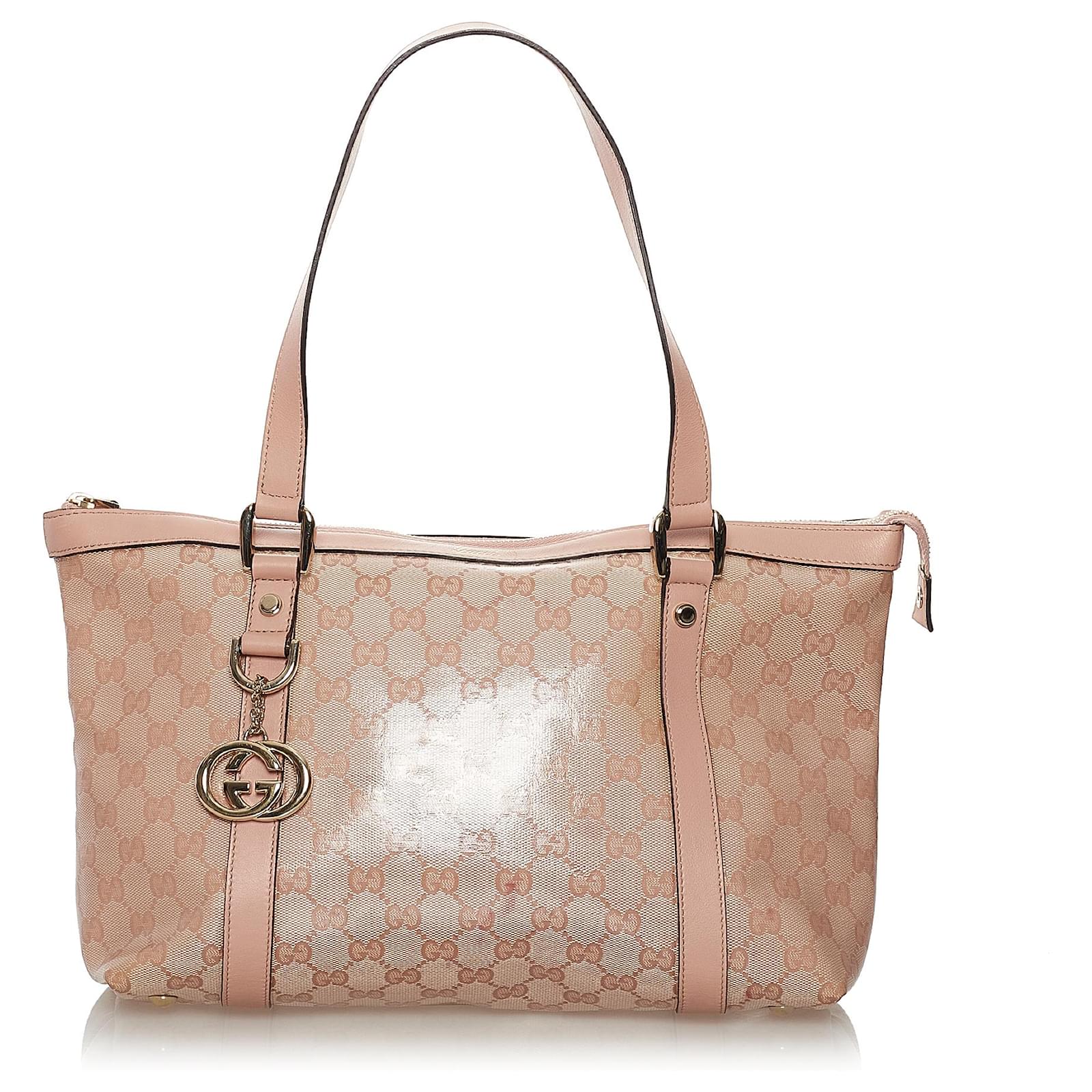 Gucci Crystal GG Logo Monogram Brown Medium Abbey Shoulder Bag