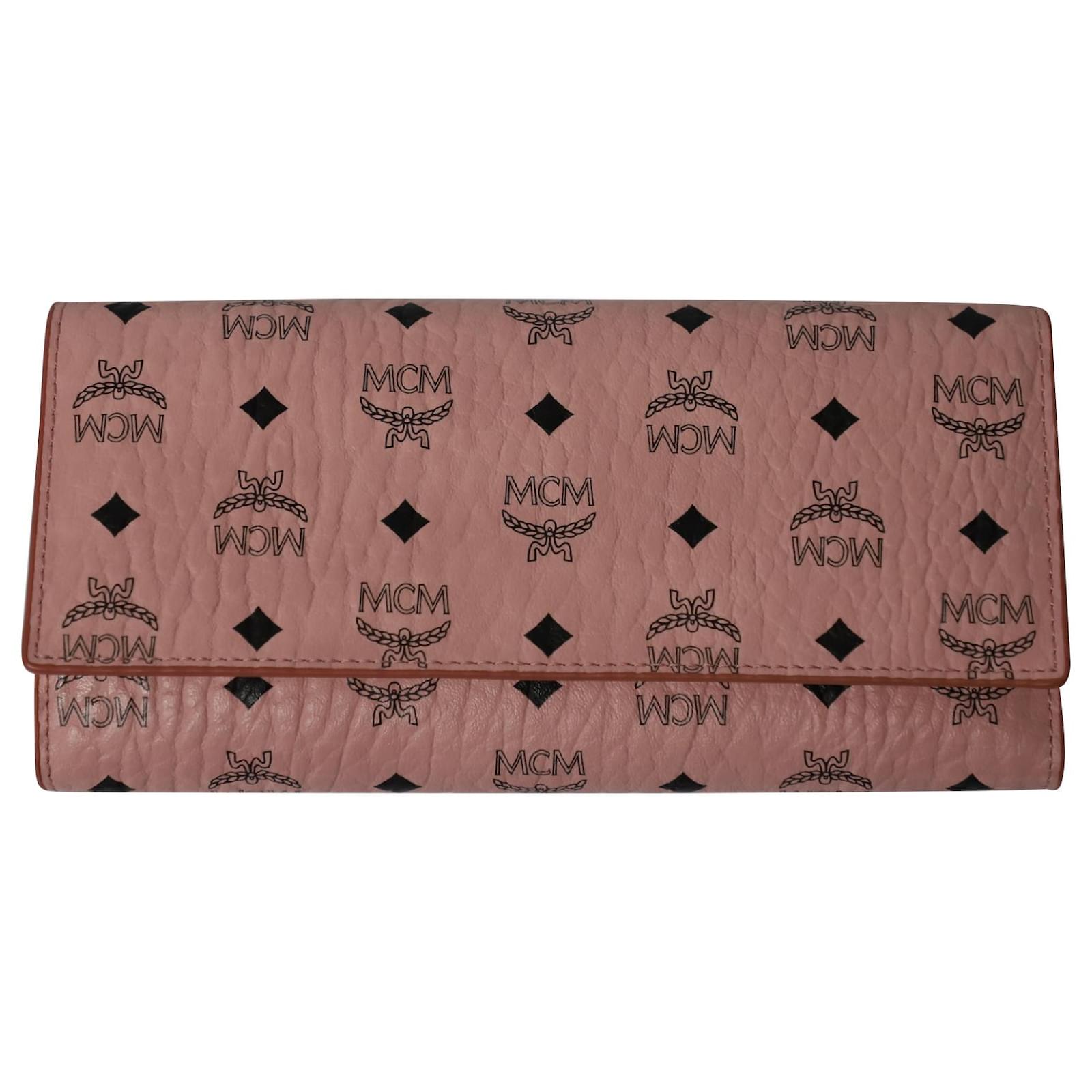 MCM Visetos Trifold Flap Wallet Soft Pink 1150495