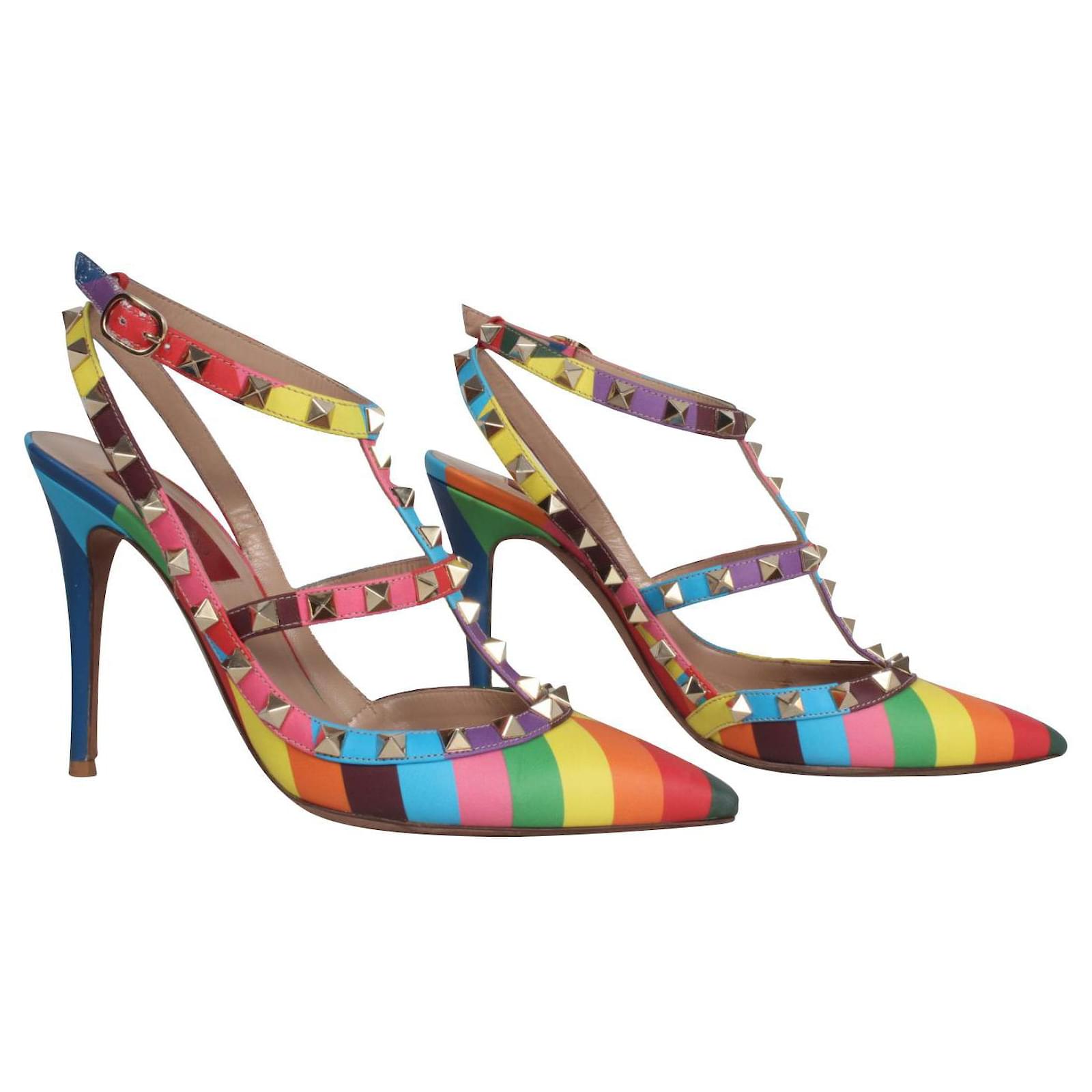 Sandales en cuir Rockstud Valentino Multicolore ref