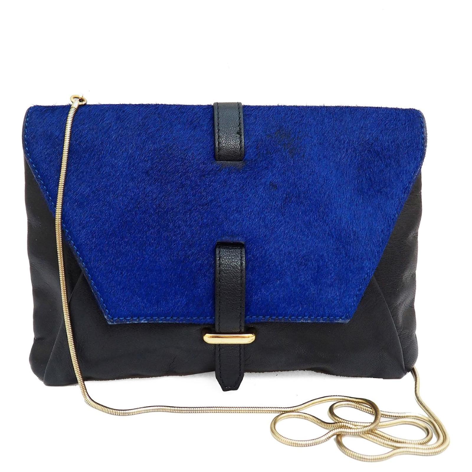 Reiss chain clutch bag crossbody in blue Navy blue Dark blue Leather