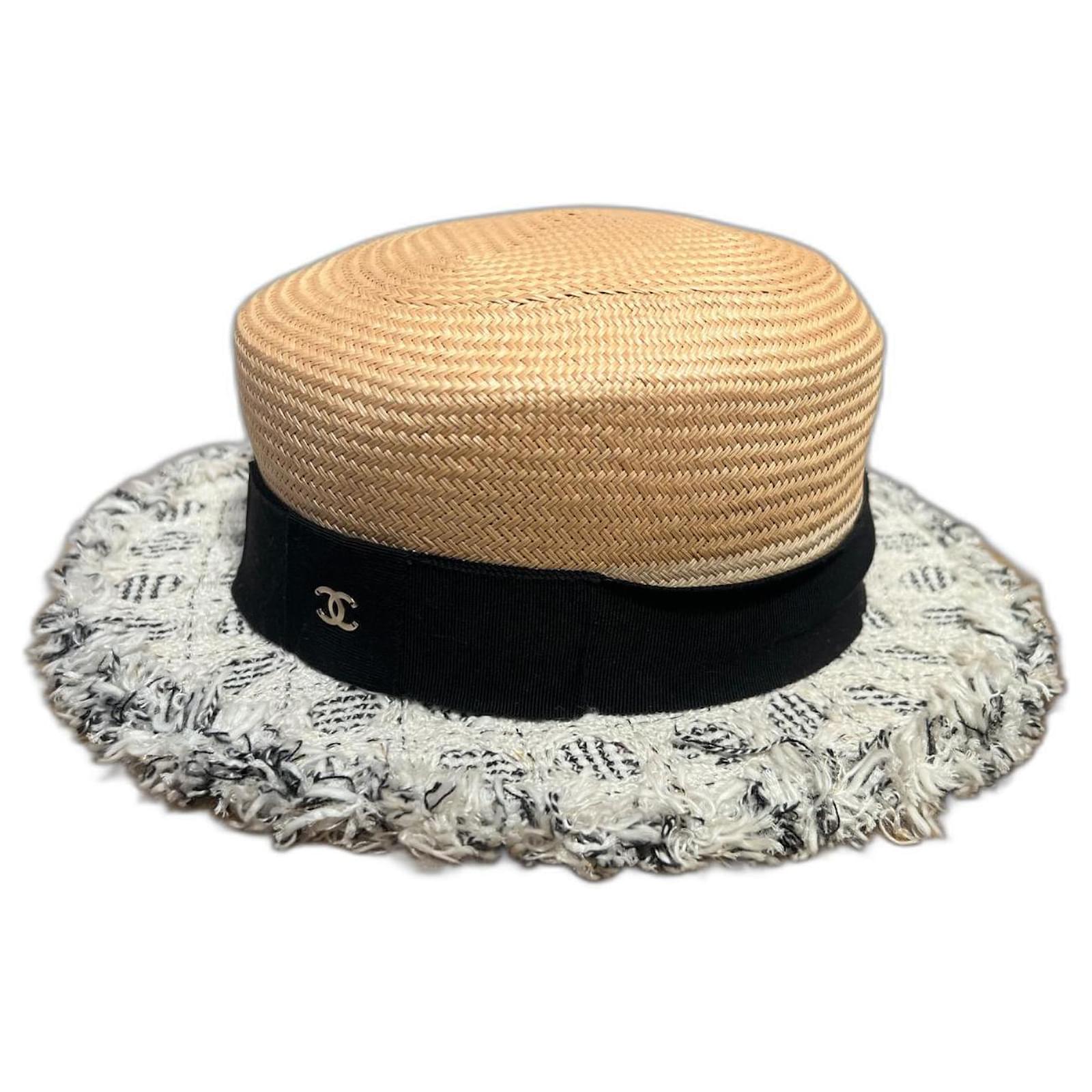 Chanel Straw Raffia Ribbon Trim Hat c 1990 at 1stDibs  chanel raffia hat chanel  straw hats chanel straw visor