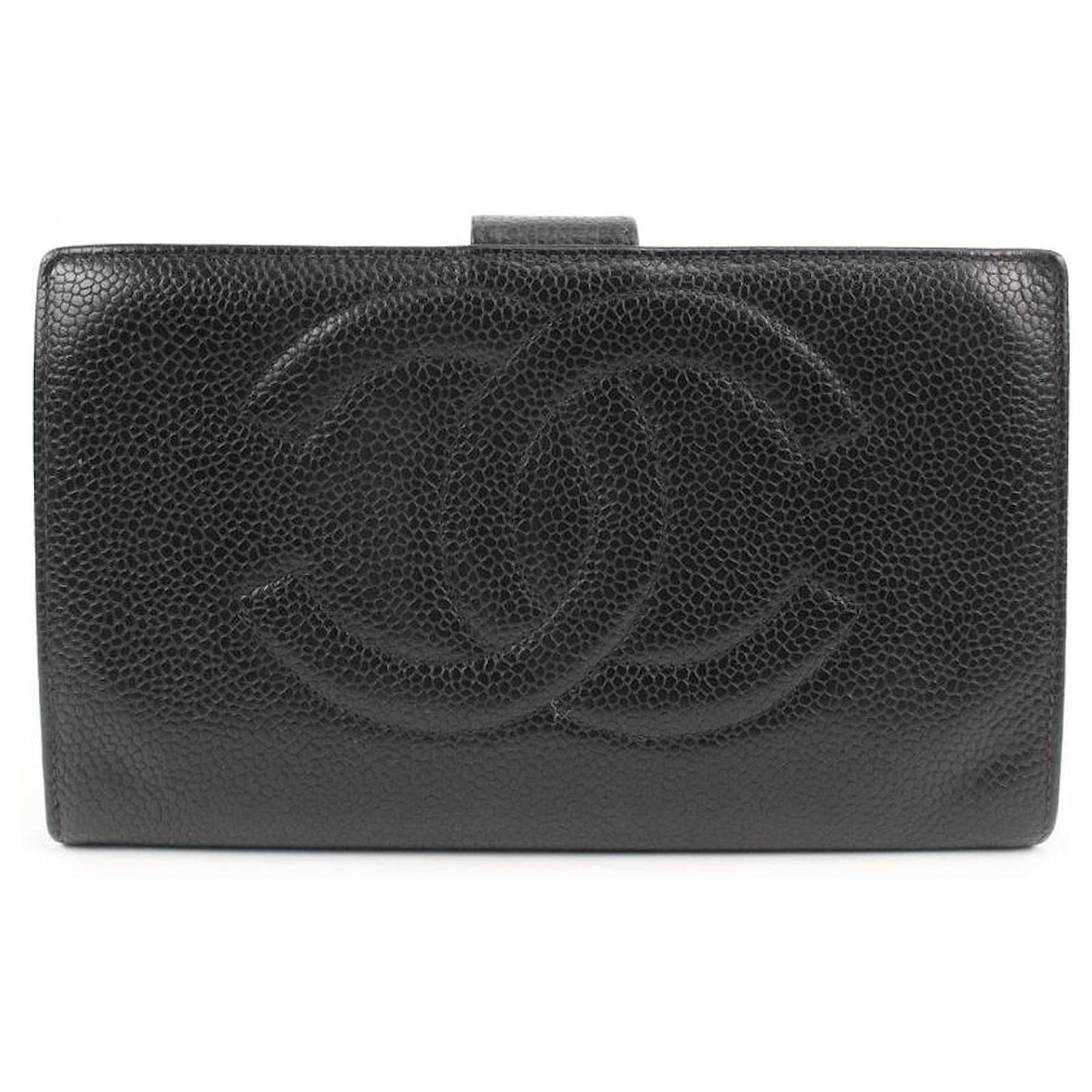 CHANEL Black Caviar Leather CC Logo Long Snap Bifold Wallet 2010 WBox   Chelsea Vintage Couture