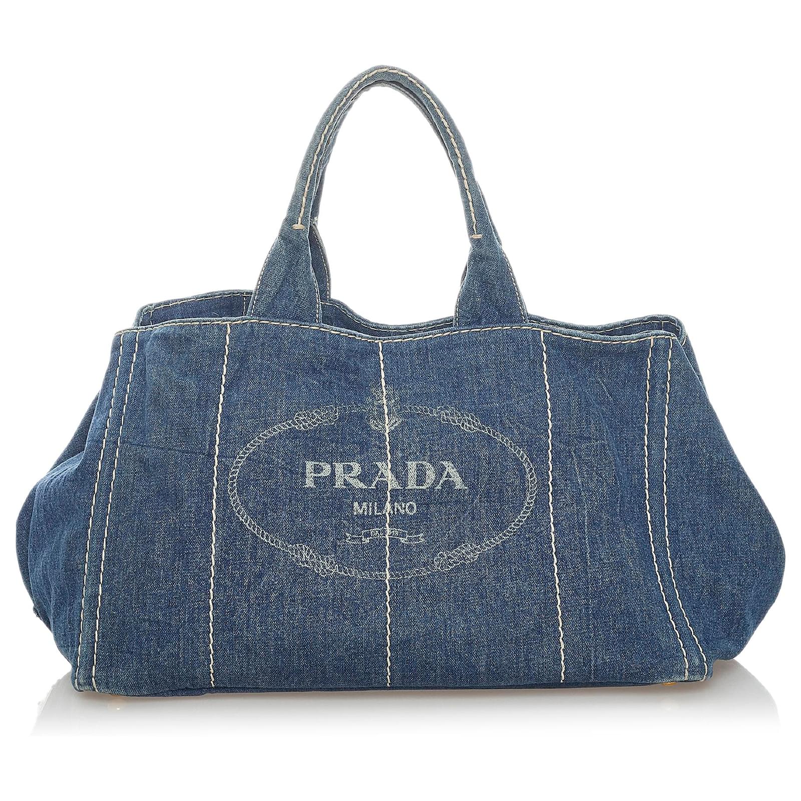 Prada Blue Denim Canvas Canapa Bag Prada