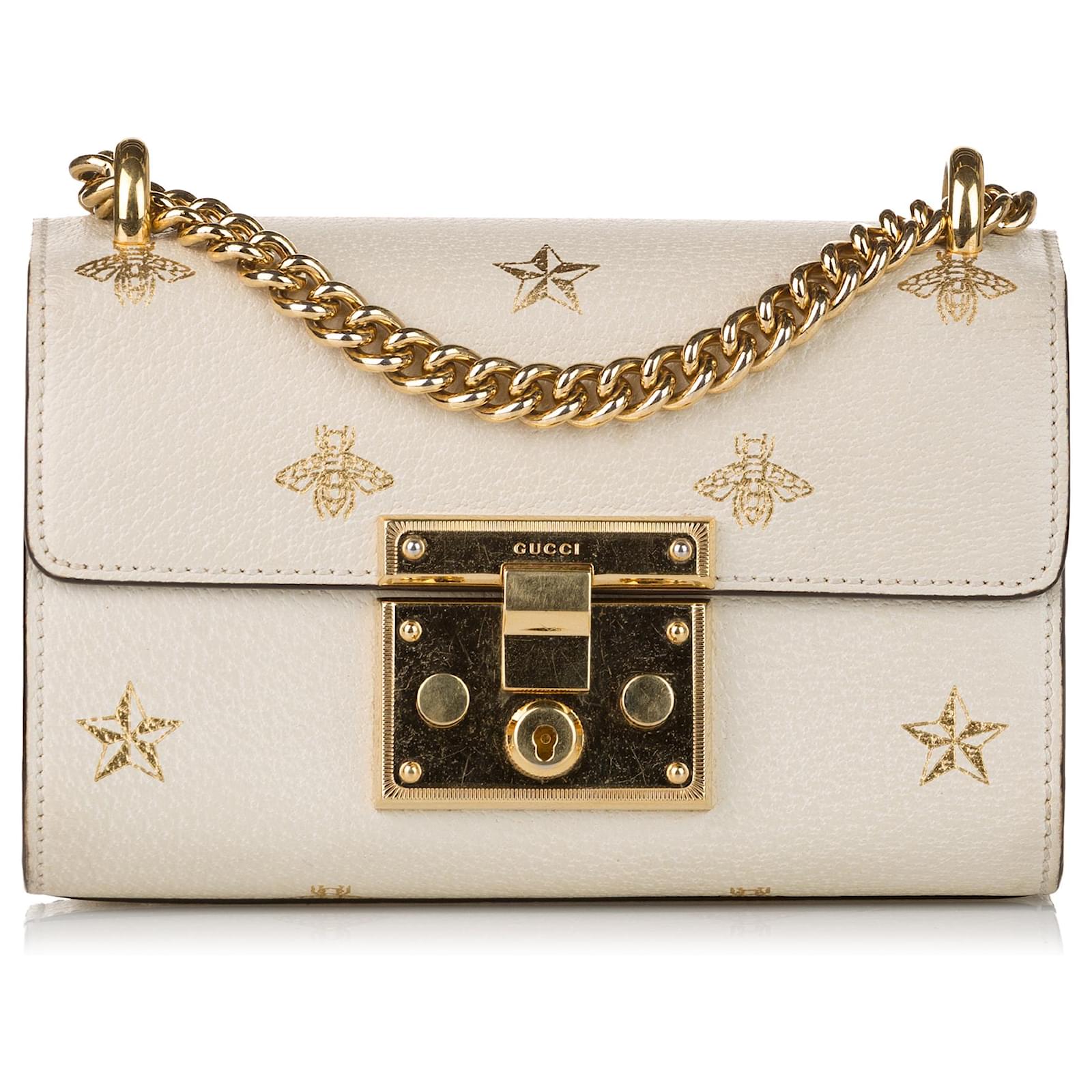 Gucci White Small Padlock Bee Star Crossbody Bag Golden Leather Pony-style  calfskin ref.570072 - Joli Closet