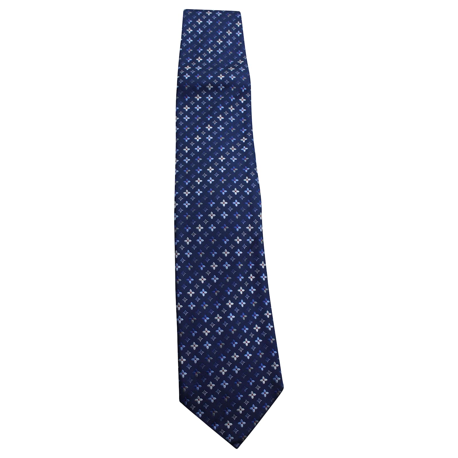 Louis Vuitton Blue, Pattern Print Silk Patterned Tie