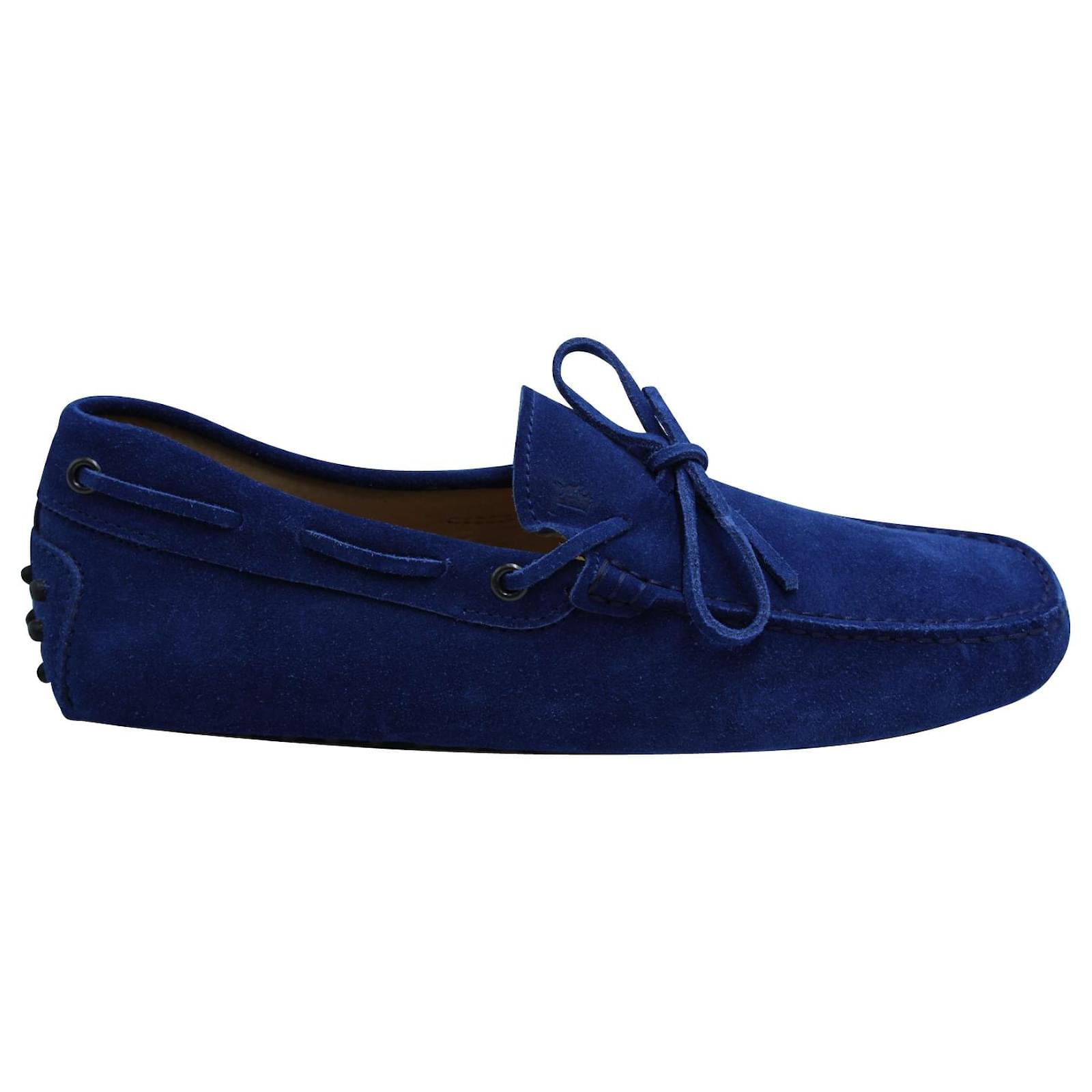 Tods blue deals suede loafers