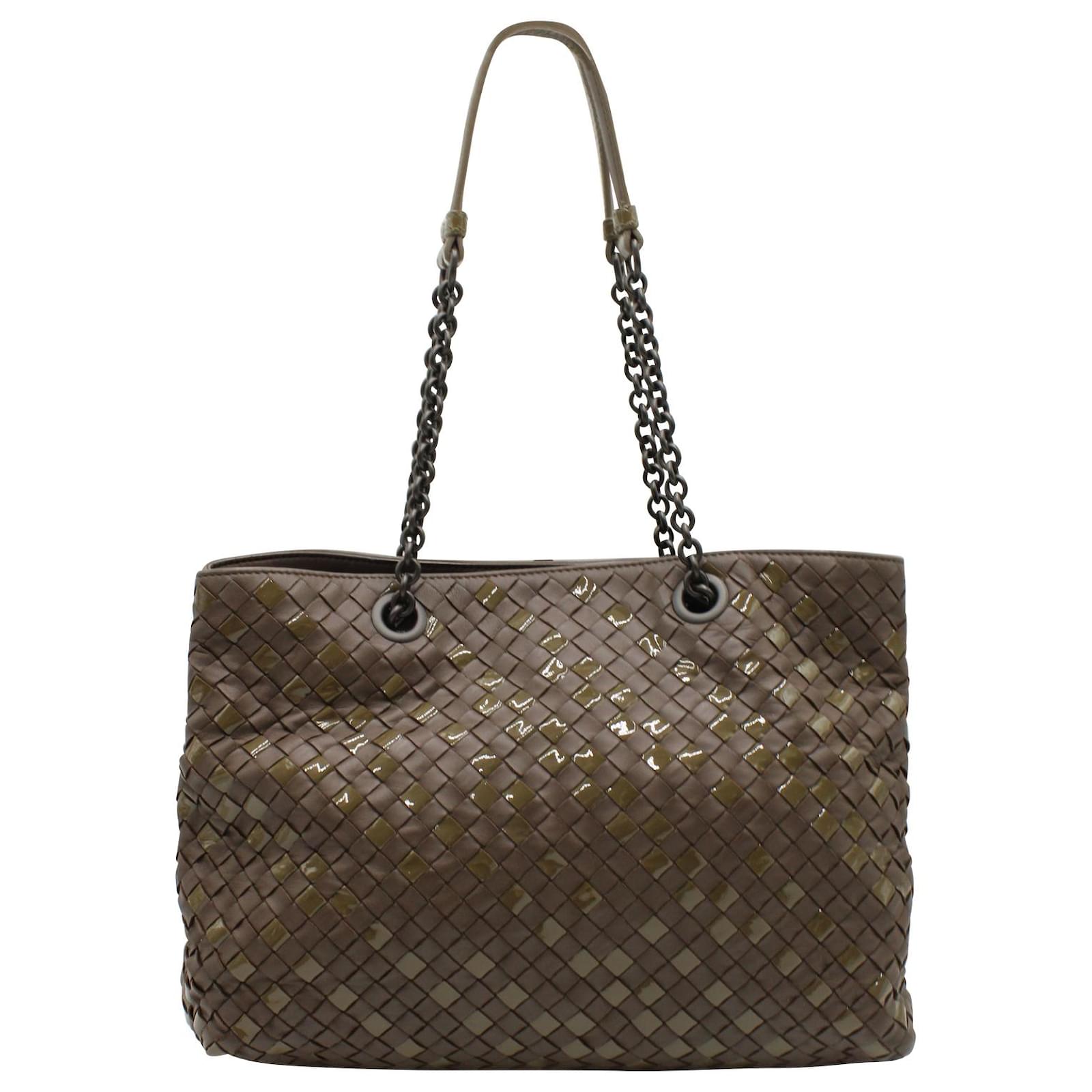 Bottega Veneta Intrecciato Dual Chain Tote Bag in Brown Leather ref.570973  - Joli Closet