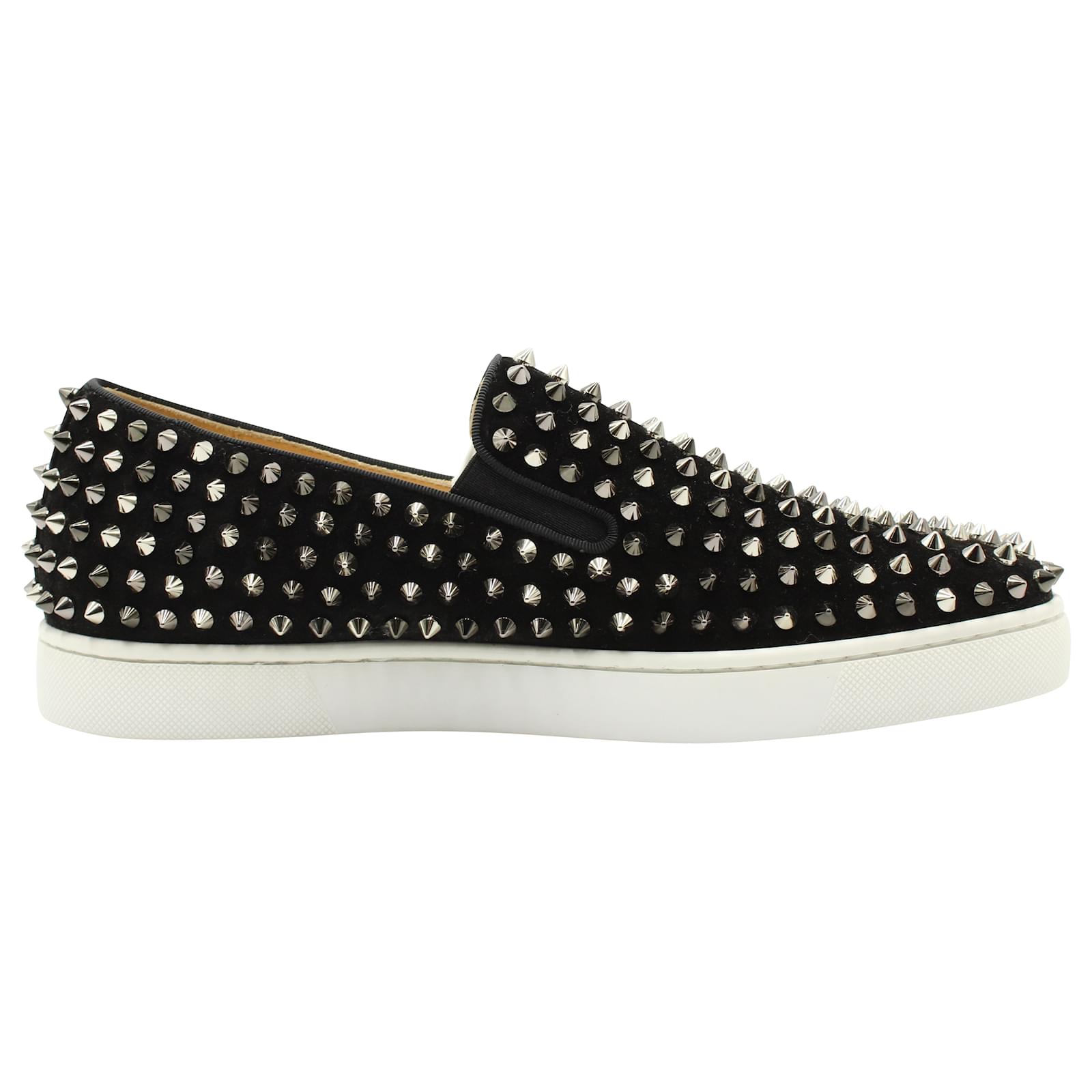 Christian Louboutin Roller-boat Spiked Flat Sneakers in Black Suede