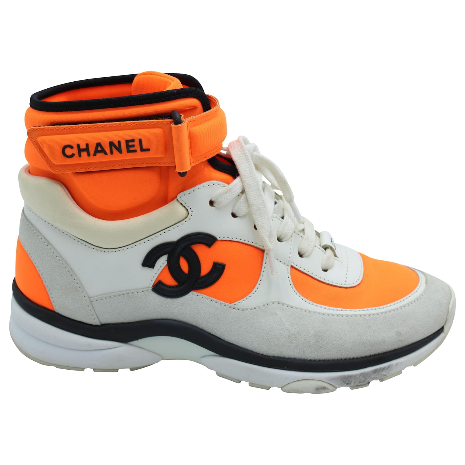 Chanel Ankle Strap High Top Sneakers in Orange Synthetic ref.571157 - Joli  Closet