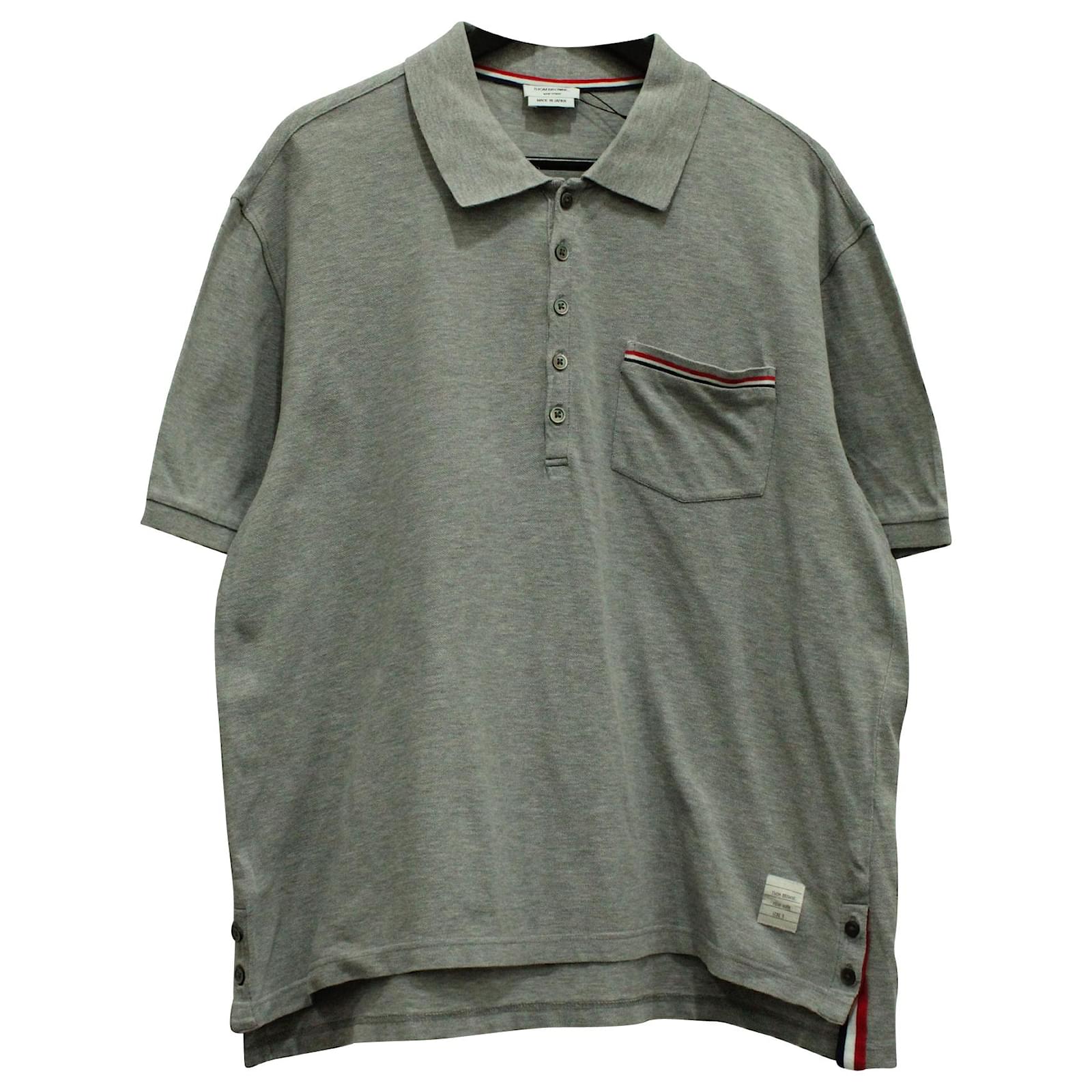 4 Bar Striped Cotton Polo Shirt in Multicoloured - Thom Browne