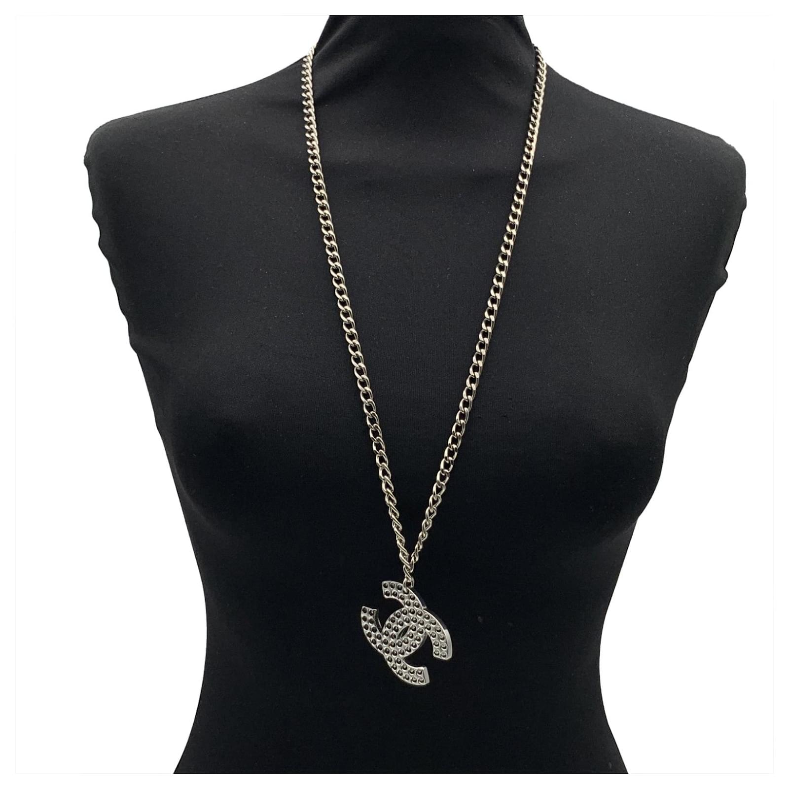 CL2405E - Sautoir Collier Pendentif Y Boucle Strass Métal Argenté Et