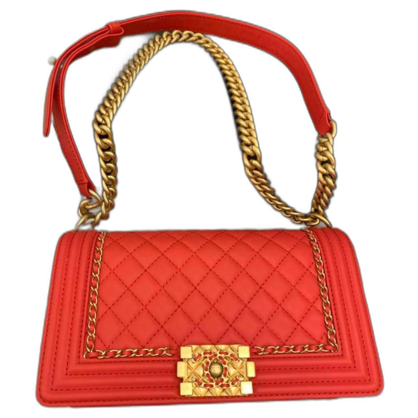 Chanel Boy Limited Edition Red Quilted Chain Leather ref.571830