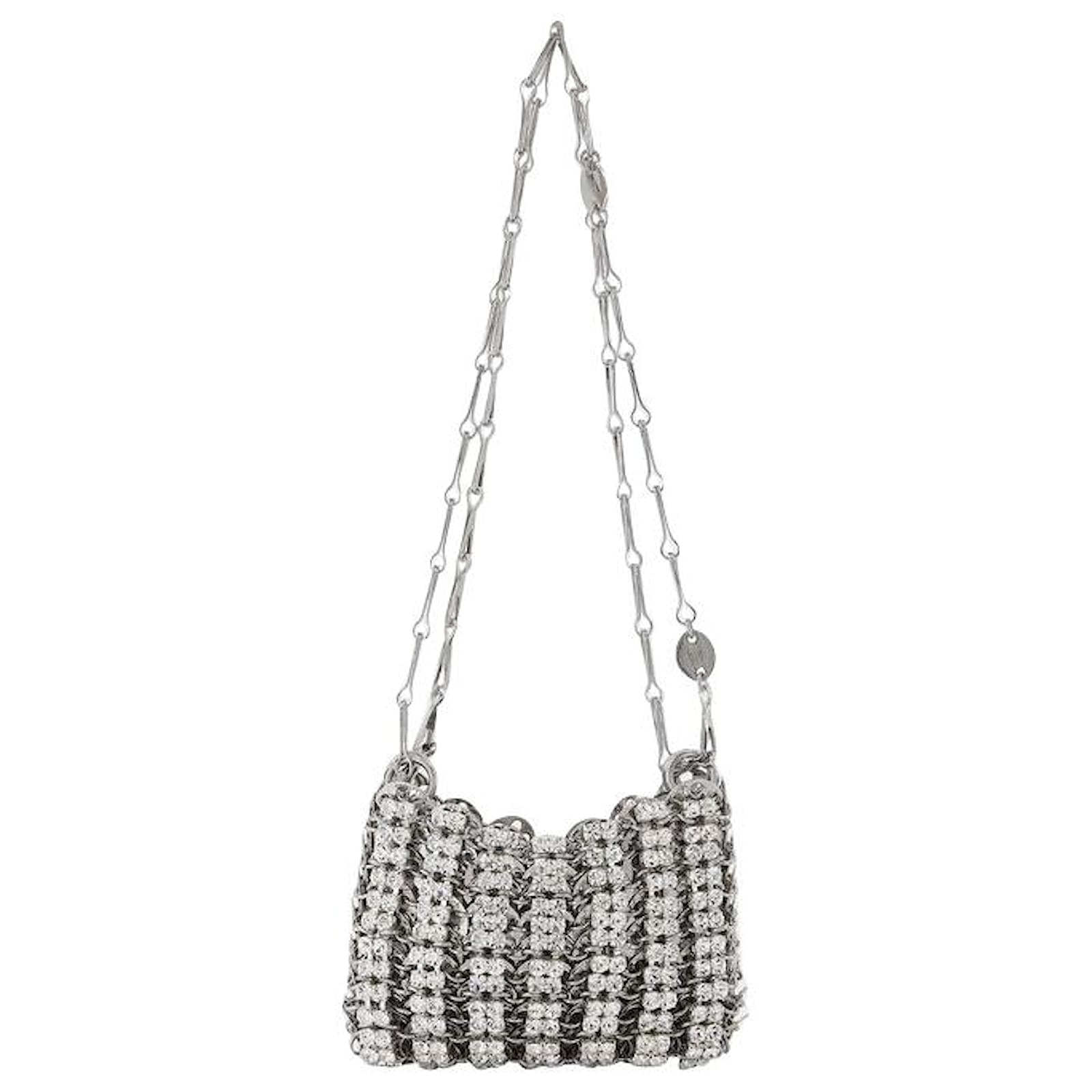 Paco Rabanne 1969 Nano Bag in Brass and Silver Glass Silvery