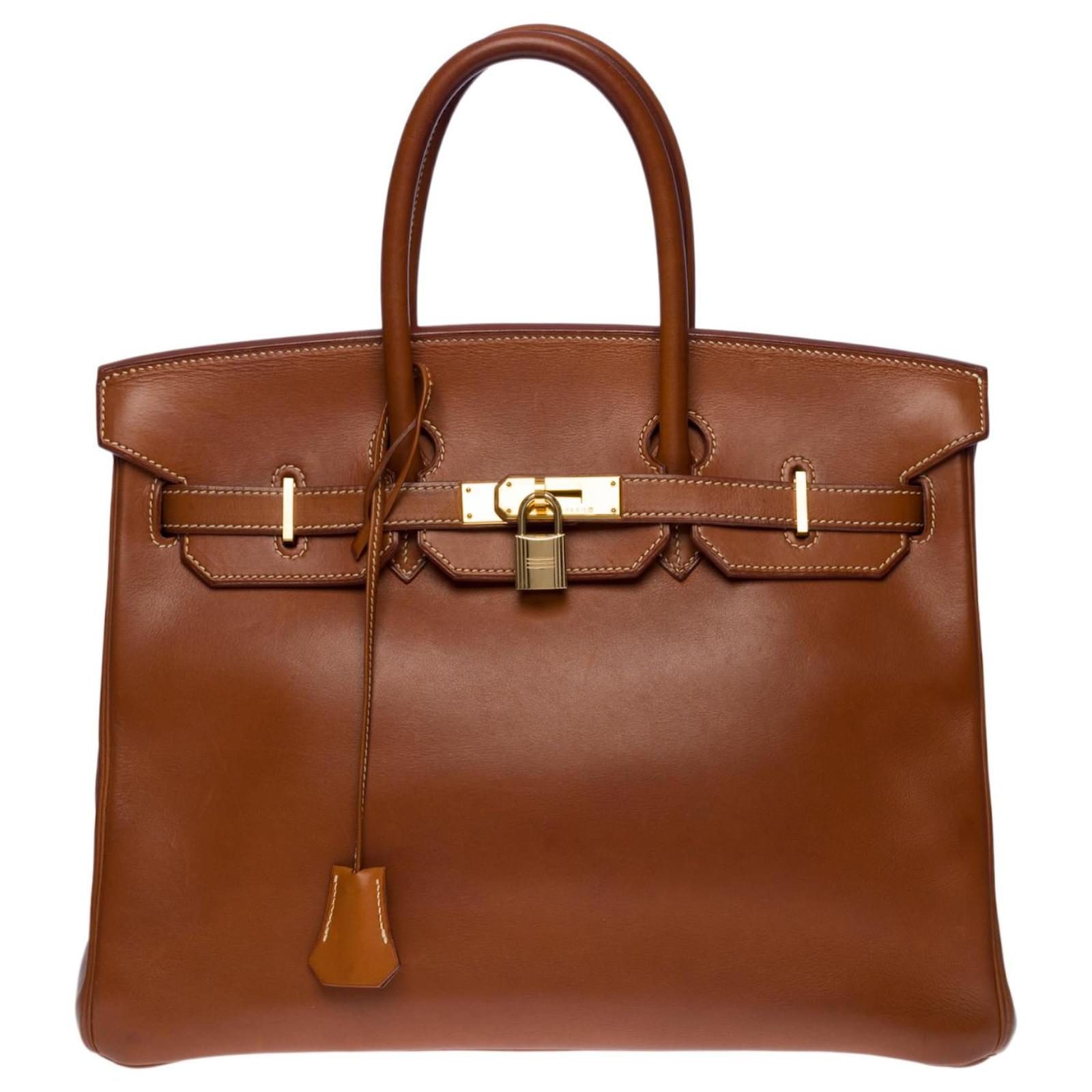 Hermès Extremely rare & exceptional Hermes Birkin handbag 35 cm in Barenia  Gold leather, gold plated metal trim Brown ref.572196 - Joli Closet