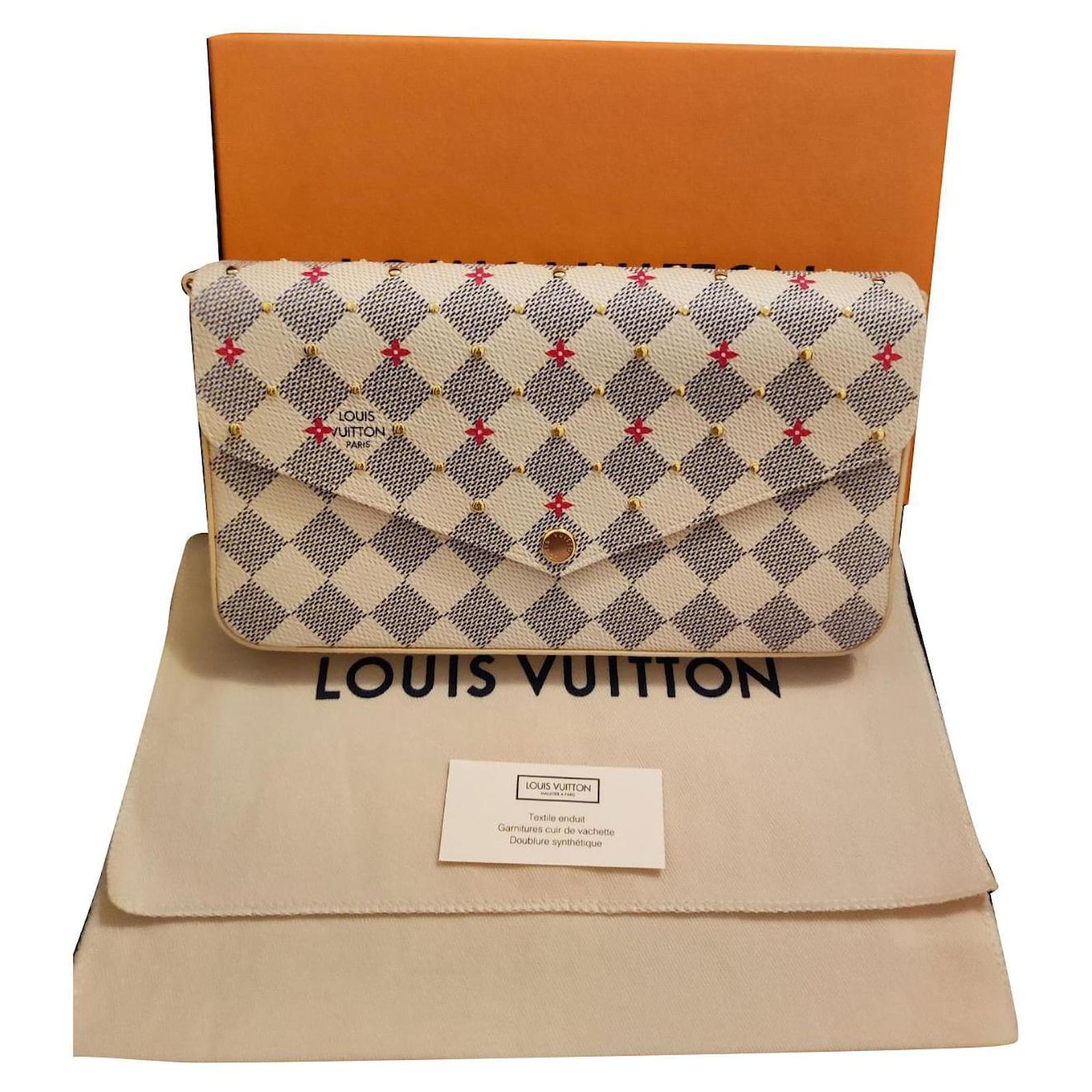 Louis Vuitton Damier Azur Studs Felicie Chain Wallet Crossbody Bag