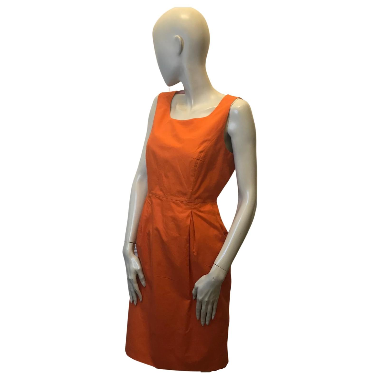 stof in de ogen gooien Roos opslag Dress open in the back Tara Jarmon Orange Cotton ref.572591 - Joli Closet
