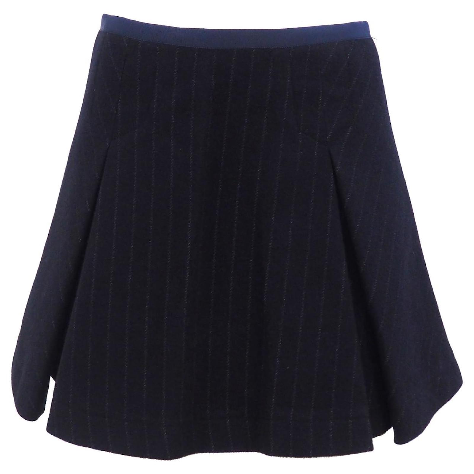 Sacai Luck pinstripe mini skirt in navy blue Polyester Wool Nylon