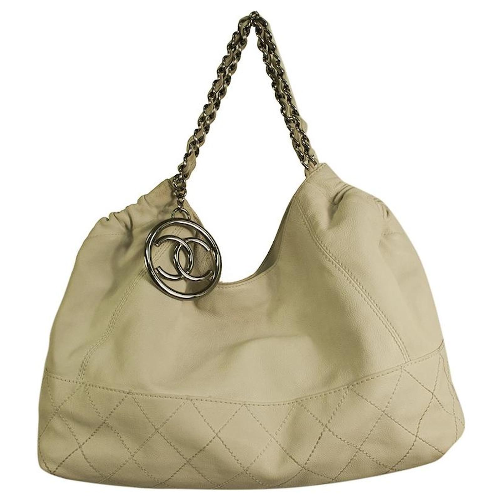 Chanel CC Coco Cabas calf leather off white leather large HOBO