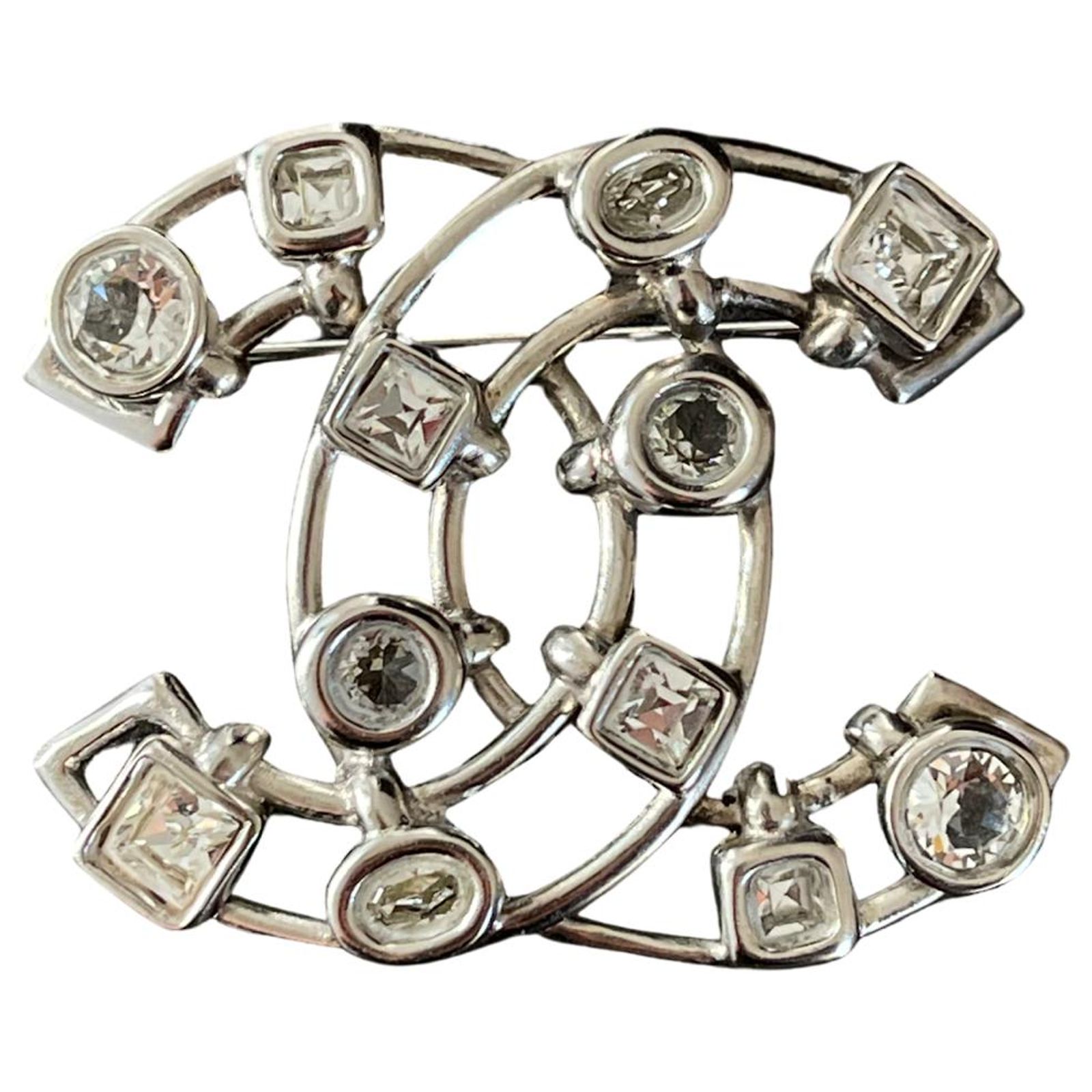 Broche Vintage En Métal Argenté - Bijou Ancien Sans Marque - Occasion à Customiser