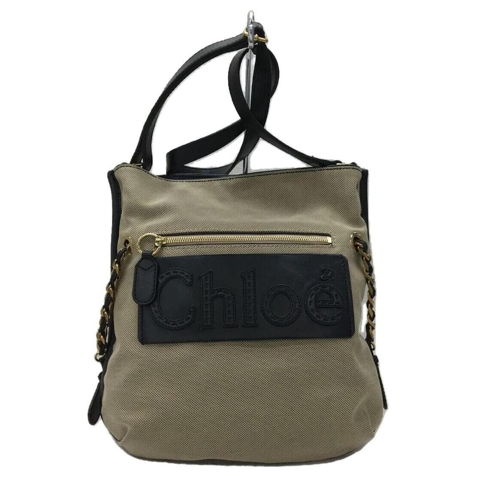 Chloe Shoulder bag / canvas / BEG / total pattern / box logo