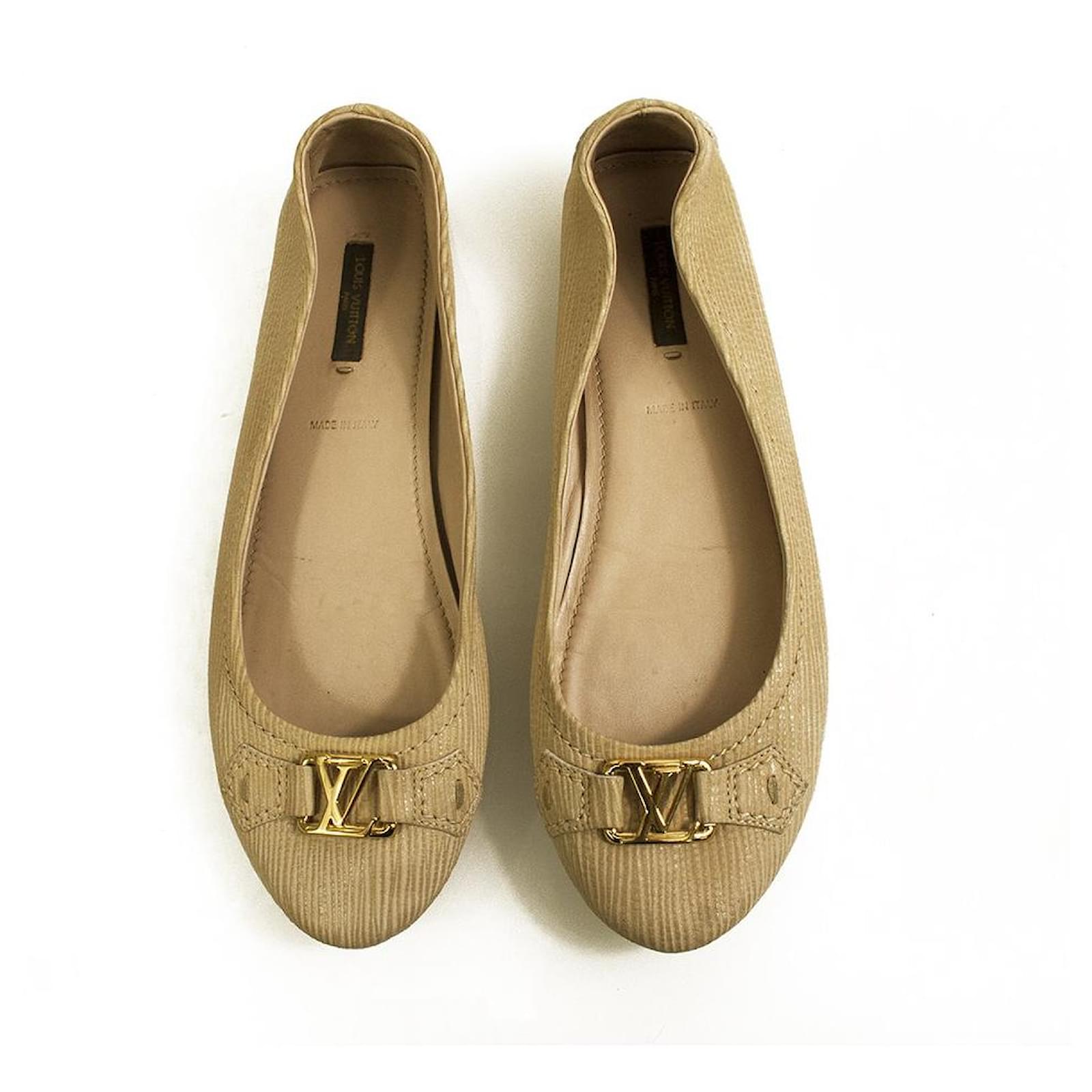 Louis Vuitton Beige epi leather Oxford ballerina ballet flats LV monogram  39,5 ref.573210 - Joli Closet