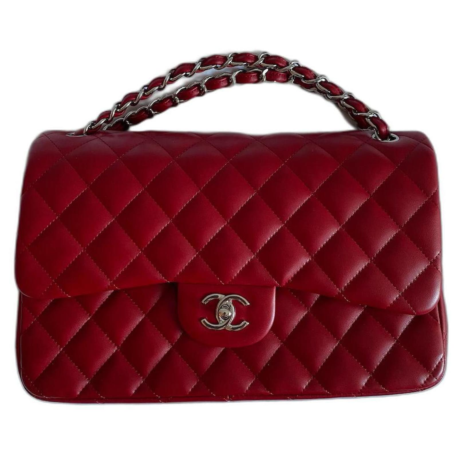 Timeless Bolsa CHANEL clássica atemporal Vermelho Pele de cordeiro   - Joli Closet