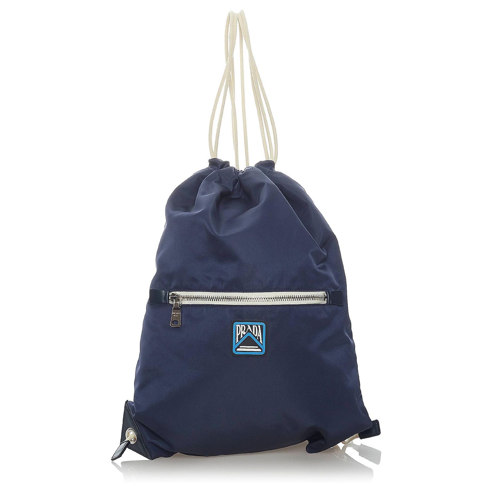 Prada Blue Tessuto Drawstring Backpack Navy blue Nylon Cloth  display picture 2