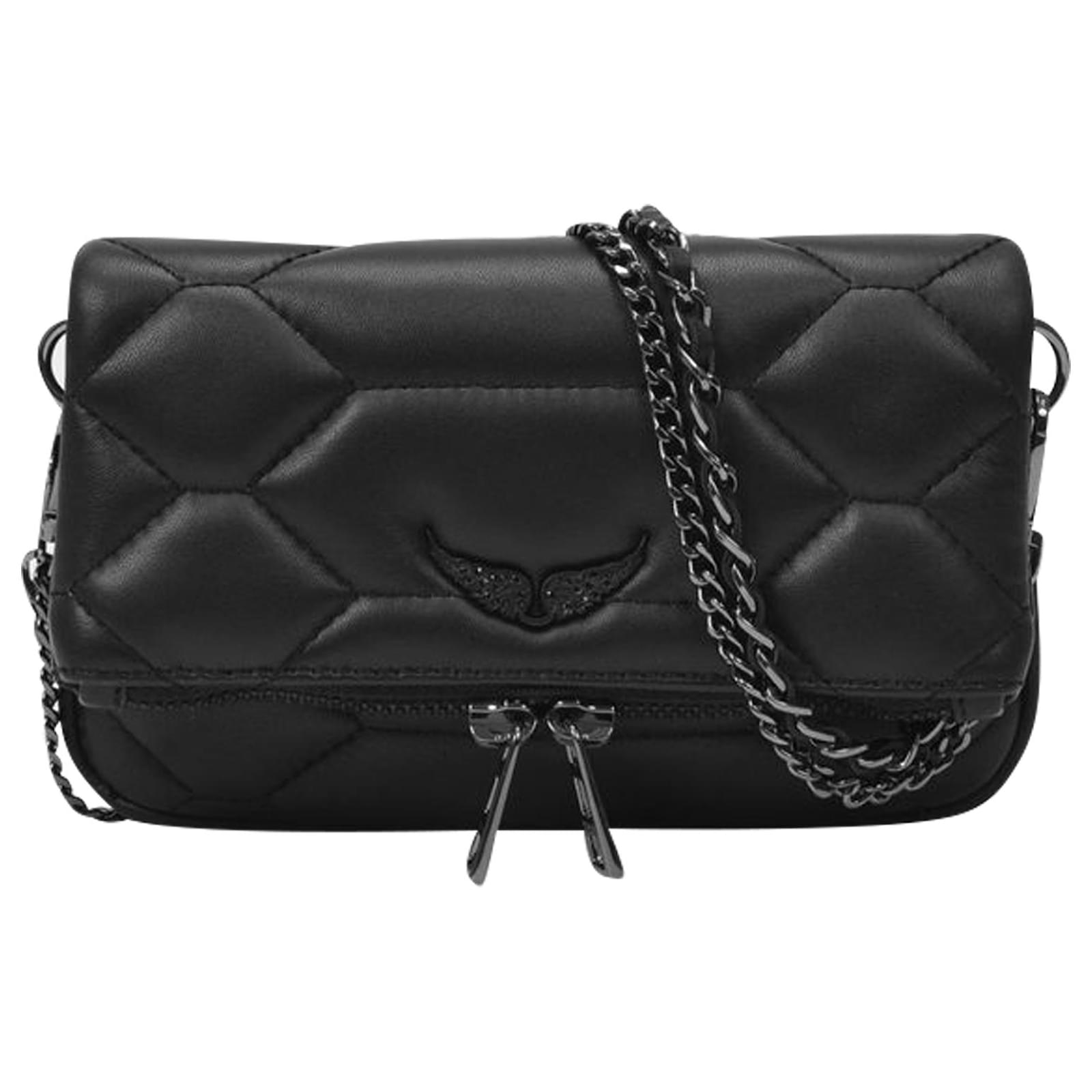 Zadig & Voltaire Rock Nano XL Bag in Black Lamb Leather ref.574057