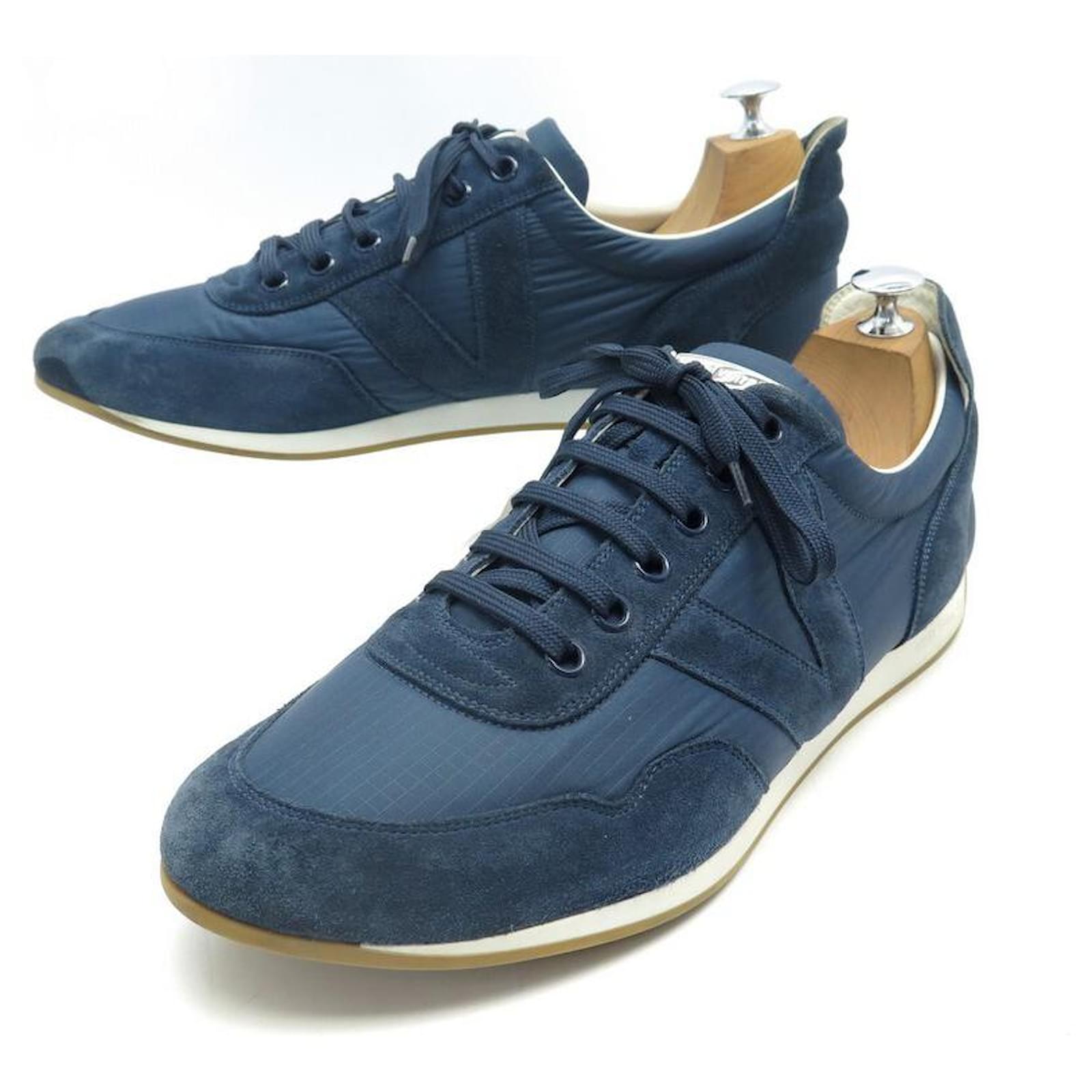 LOUIS SHOES 11 45 IN BLUE CANVAS & SUEDE SNEAKERS SHOES Leather ref.574175 - Joli Closet