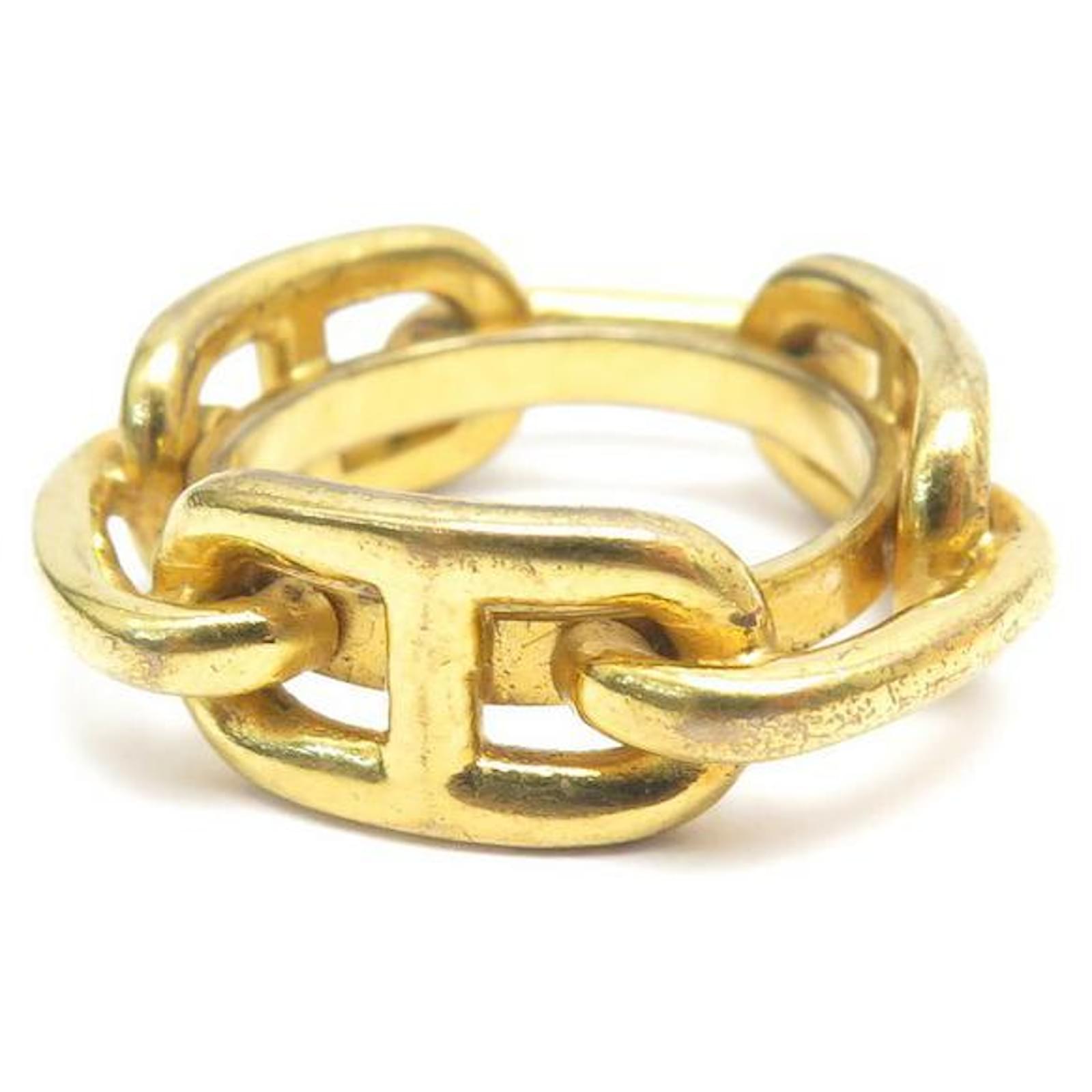 Hermès NEW HERMES REGATE SCARF RING CHAIN OF ANCHOR GOLD BOX SCARF RING  Golden Metal ref.444587 - Joli Closet