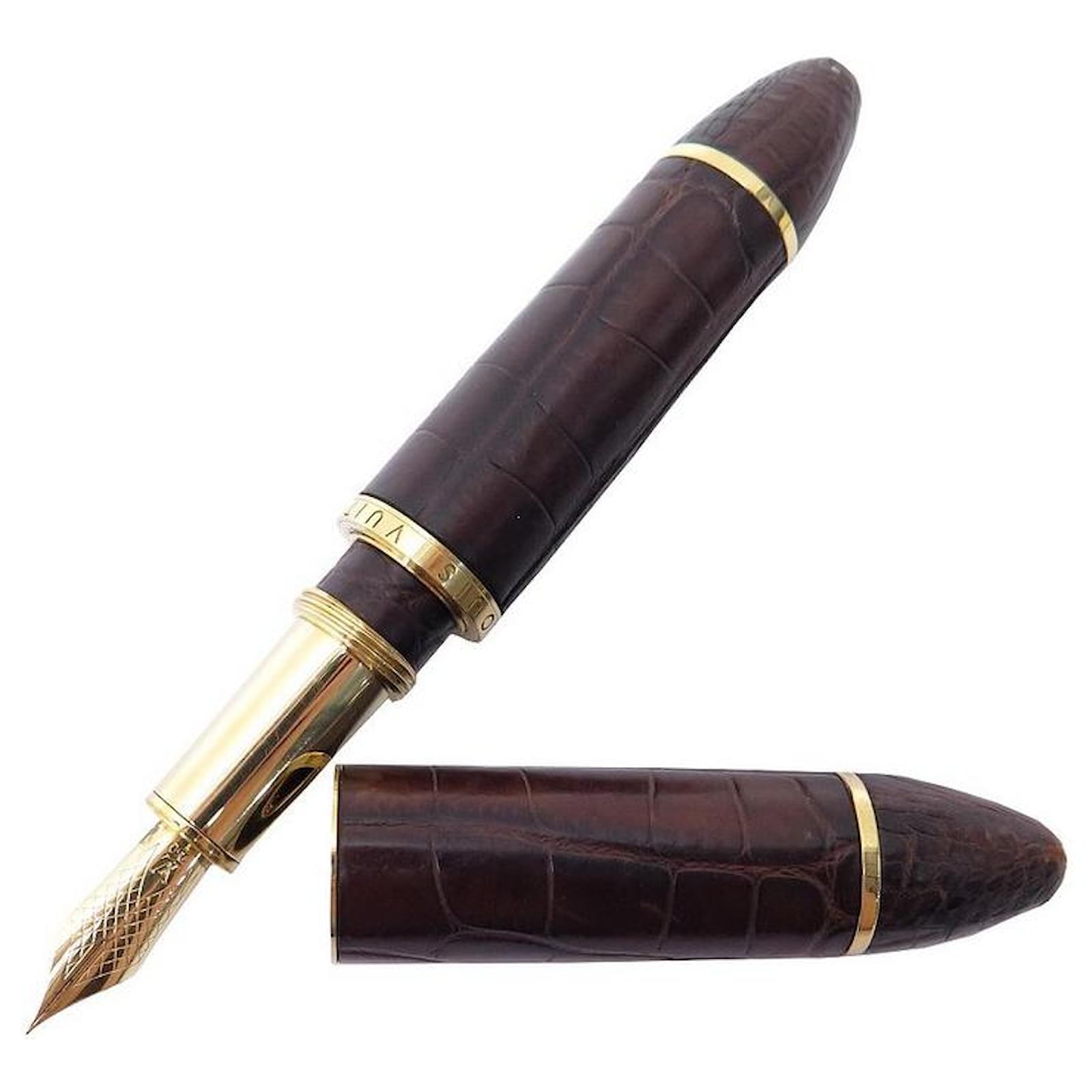 Louis Vuitton - LOUIS VUITTON Cargo Exotic Brown Alligator Leather w / gold  plated fittings Fountain pen. - Loose fountain pen of 1 in Netherlands