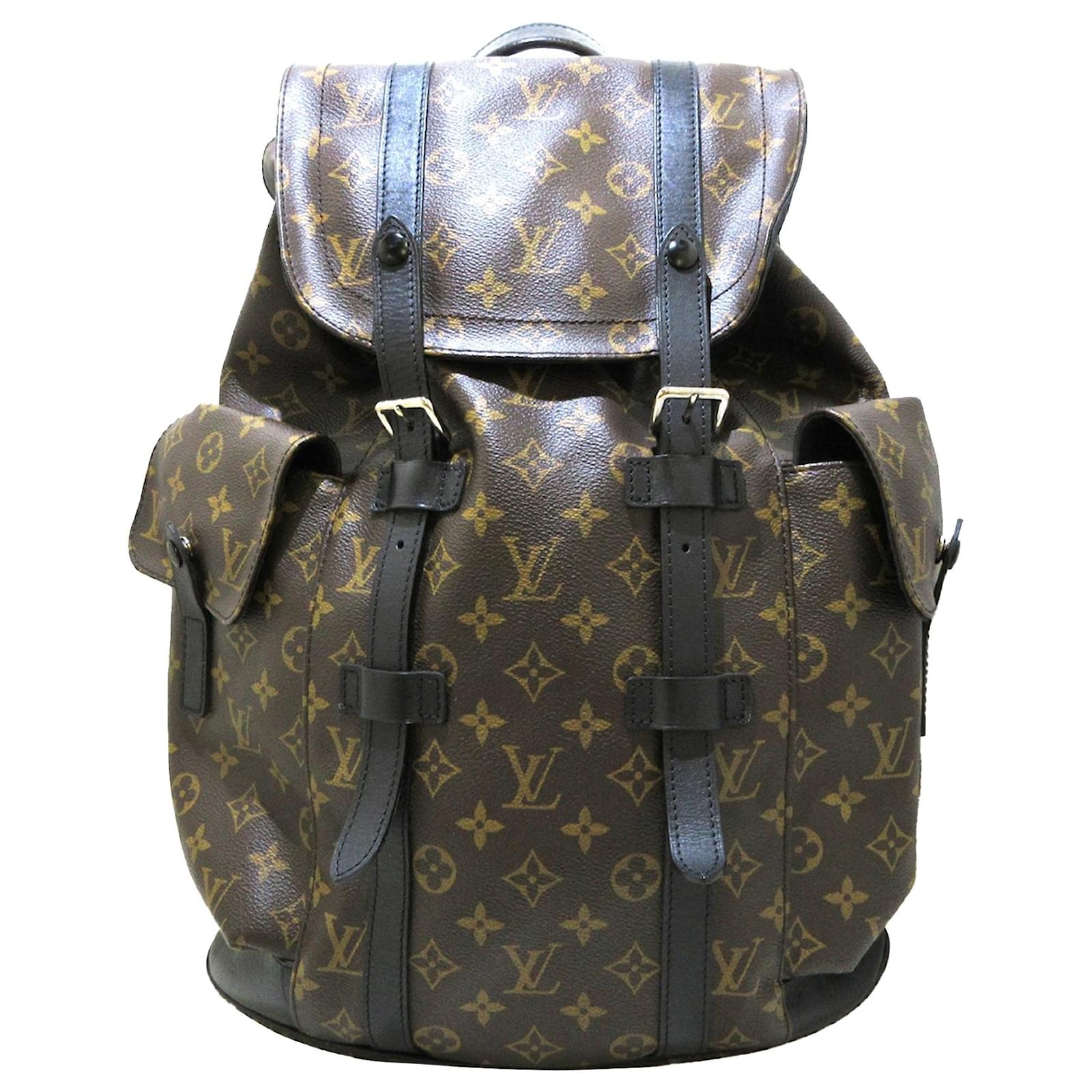 Louis Vuitton Brown Monogram Macassar Christopher PM Black Leather ...