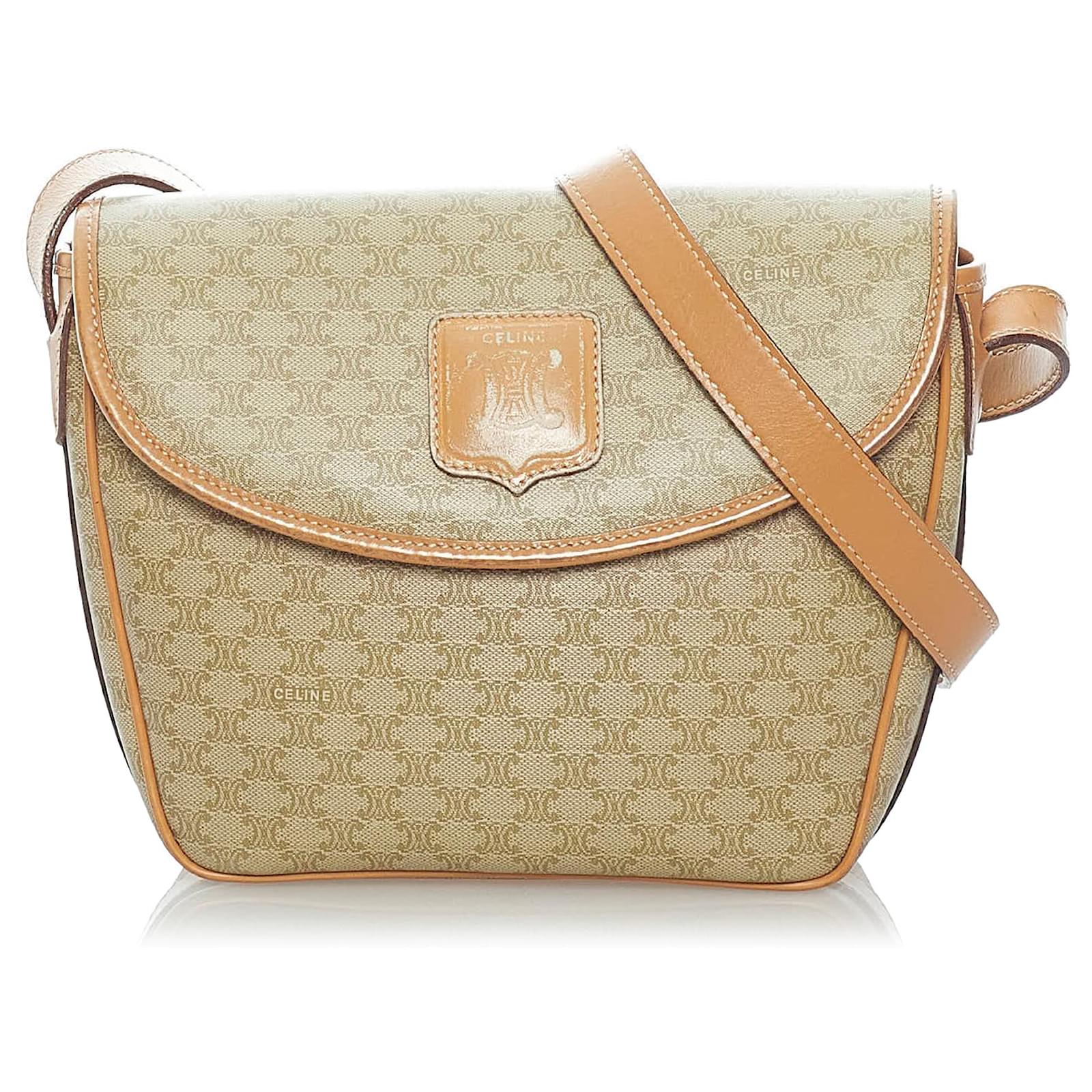 Céline Celine Brown Macadam Crossbody Bag Beige Light brown Leather ...