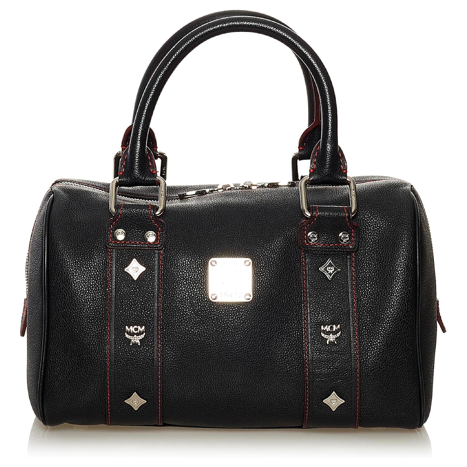 MCM Black Leather Boston Bag Pony-style calfskin ref.575038