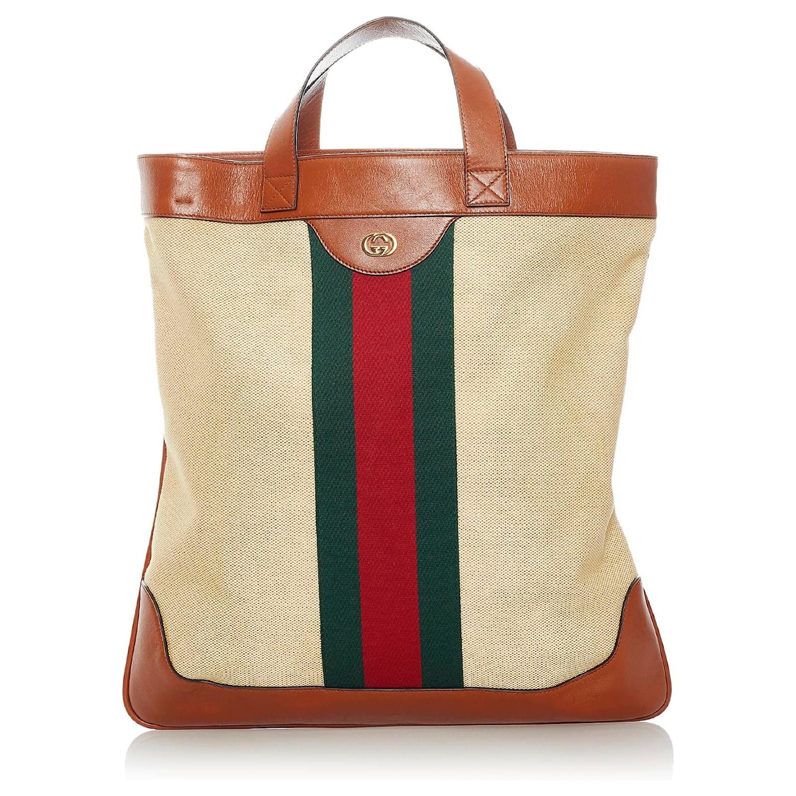 Gucci Brown Multi Canvas & Leather Handbags