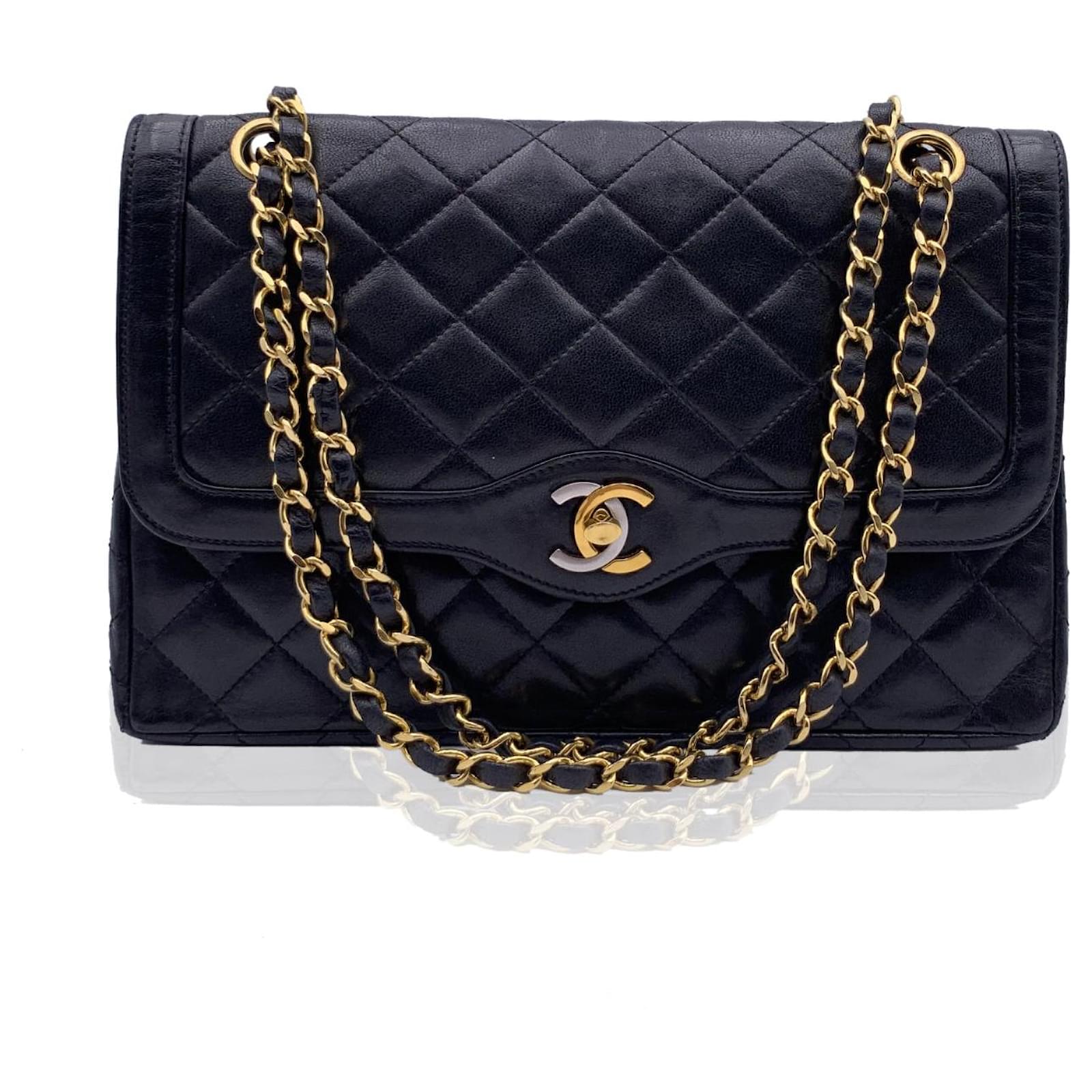 Chanel Vintage Quilted Leather Timeless Smooth Trim lined Flap Bag
