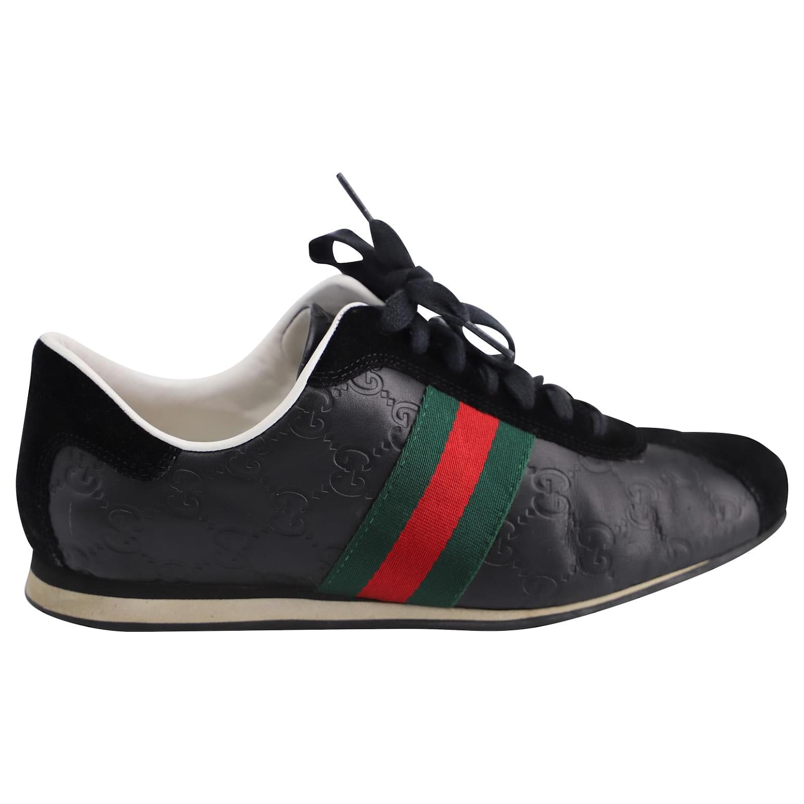 Fordi bekæmpe Alfabet Gucci Guccissima Classic Web Sneakers in Black Leather ref.576194 - Joli  Closet
