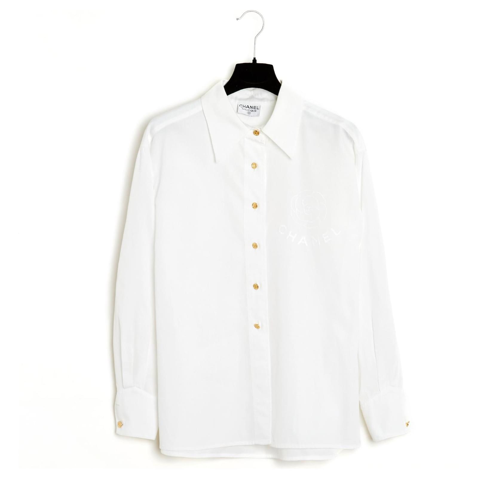 Tops Chanel Camelia White Shirt EN38 Size 38 FR