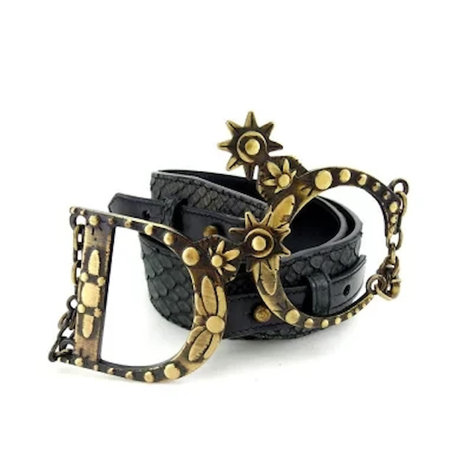 Christian Dior Belt 70 Size CD Buckle Black X Antique Gold Leather X christian-dior-belt-70-size-cd-buckle-black-x-antique-gold-leather-x
