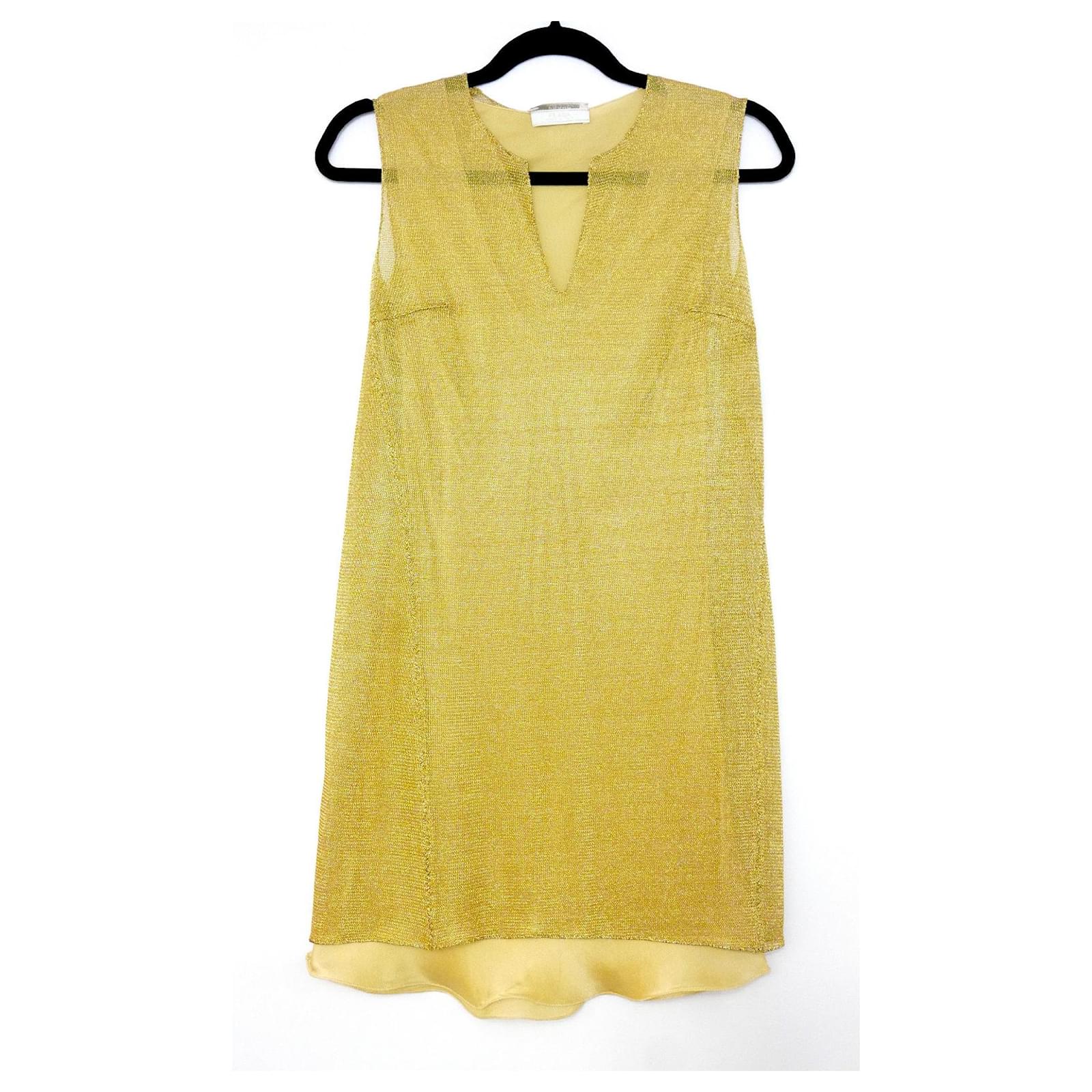 Prada 1998 Gold Knit Mini Dress (Sold) - Joli Closet