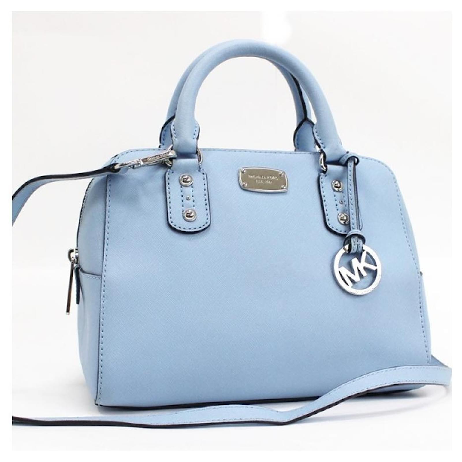 Used] MICHAEL KORS 2WAY Handbag Shoulder Bag Diagonal Leather Light Blue  Silver Metal Fittings  - Joli Closet