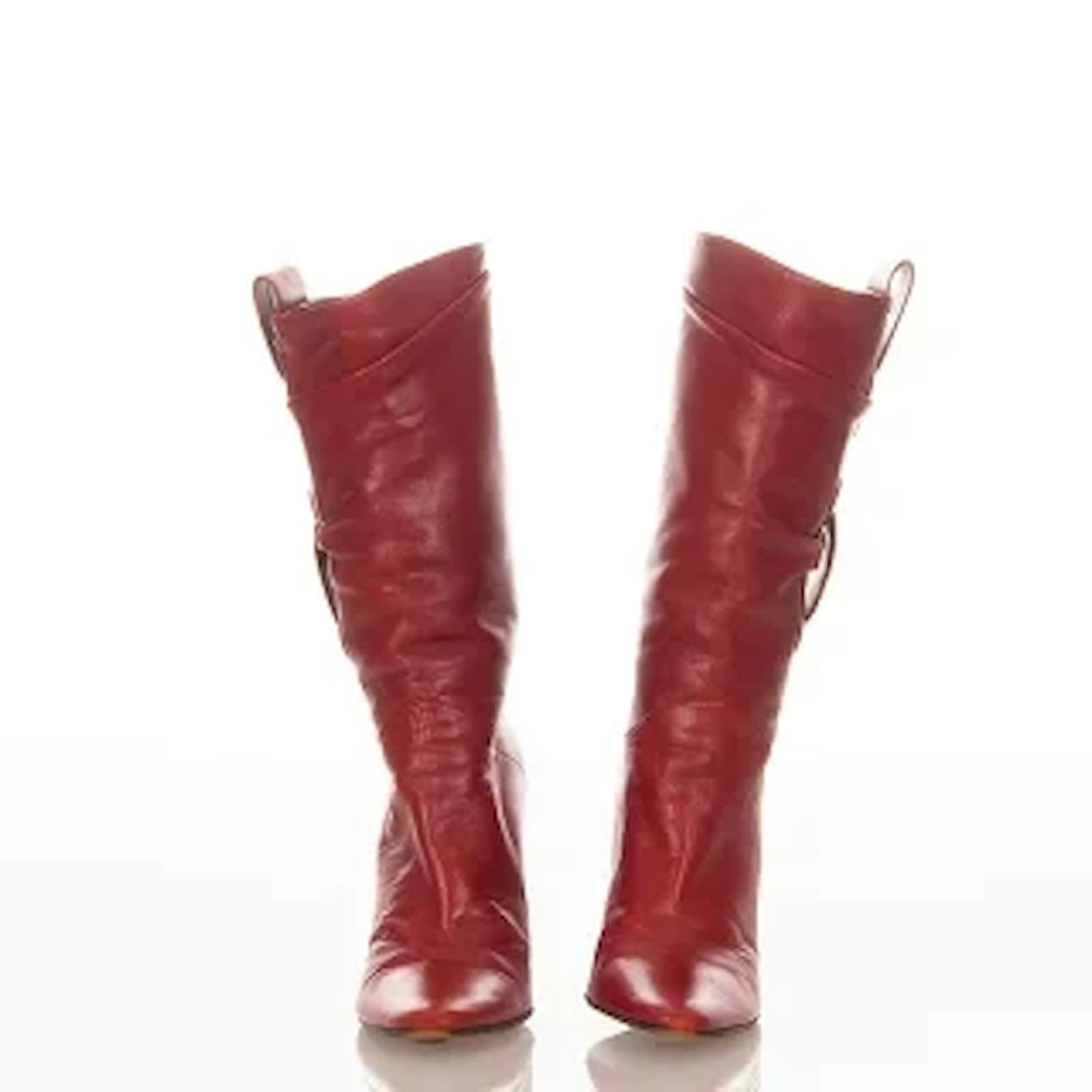 red leather boots