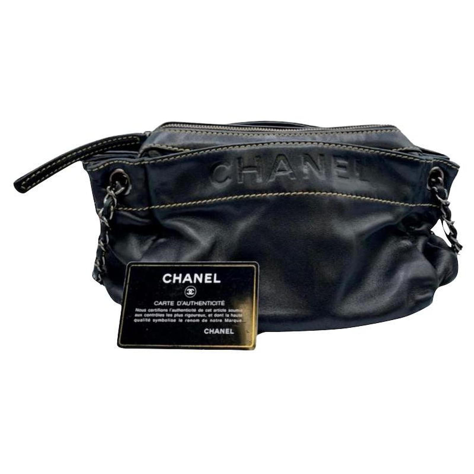 Chanel lax accordion lambskin bag Black Leather ref.576805 - Joli